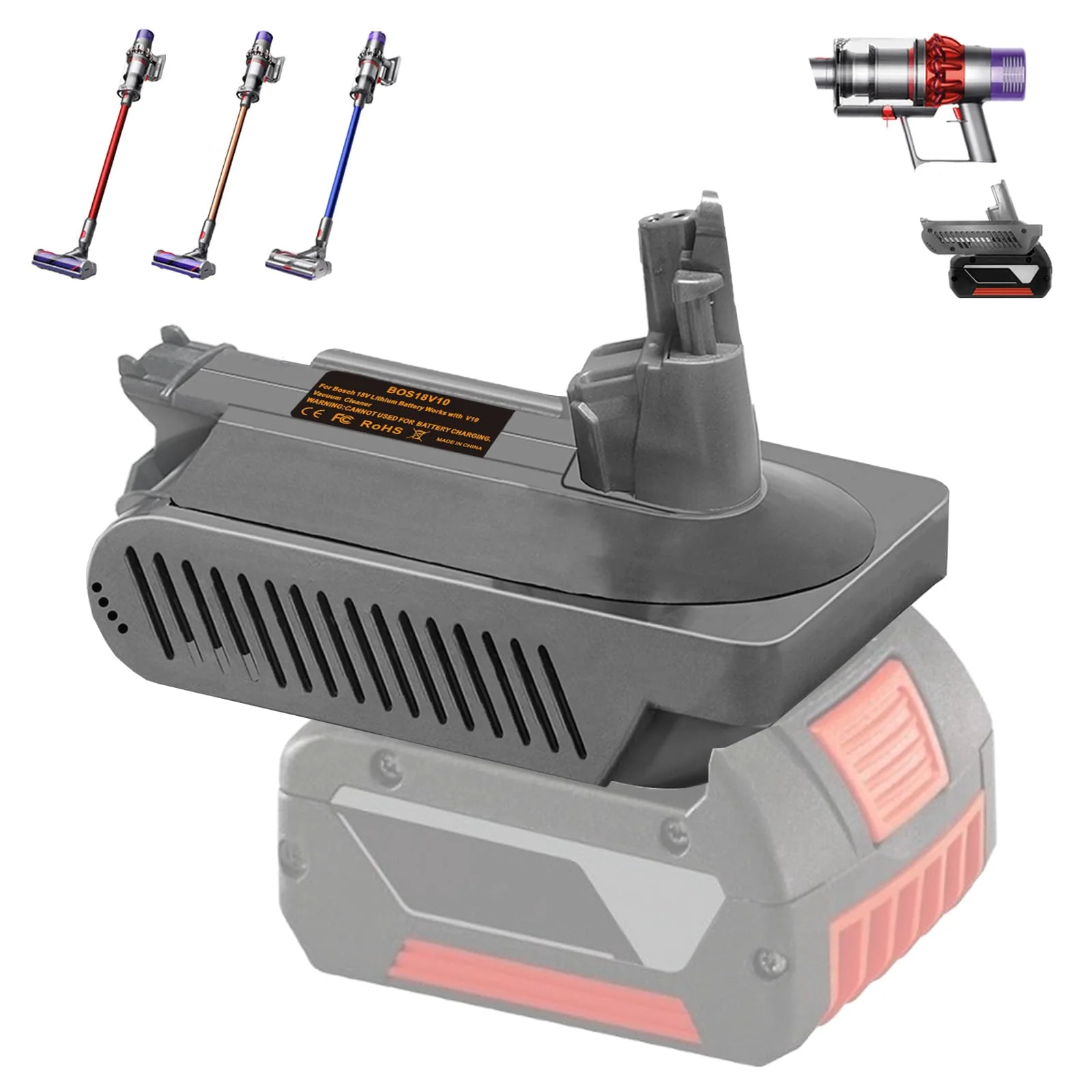 JJXNDO für Dyso V10 Akku Ersatz, V10 Adapter für Bosch Professional 18V System GBA Li-Ionen Konverte
