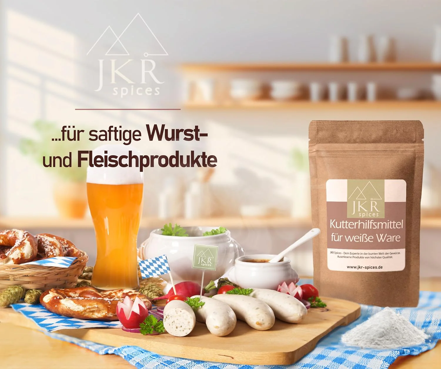 JKR Spices® Kutterhilfsmittel für weisse Ware 1000g - Zur Herstellung von brühwurstartige Erzeugniss - Image 3