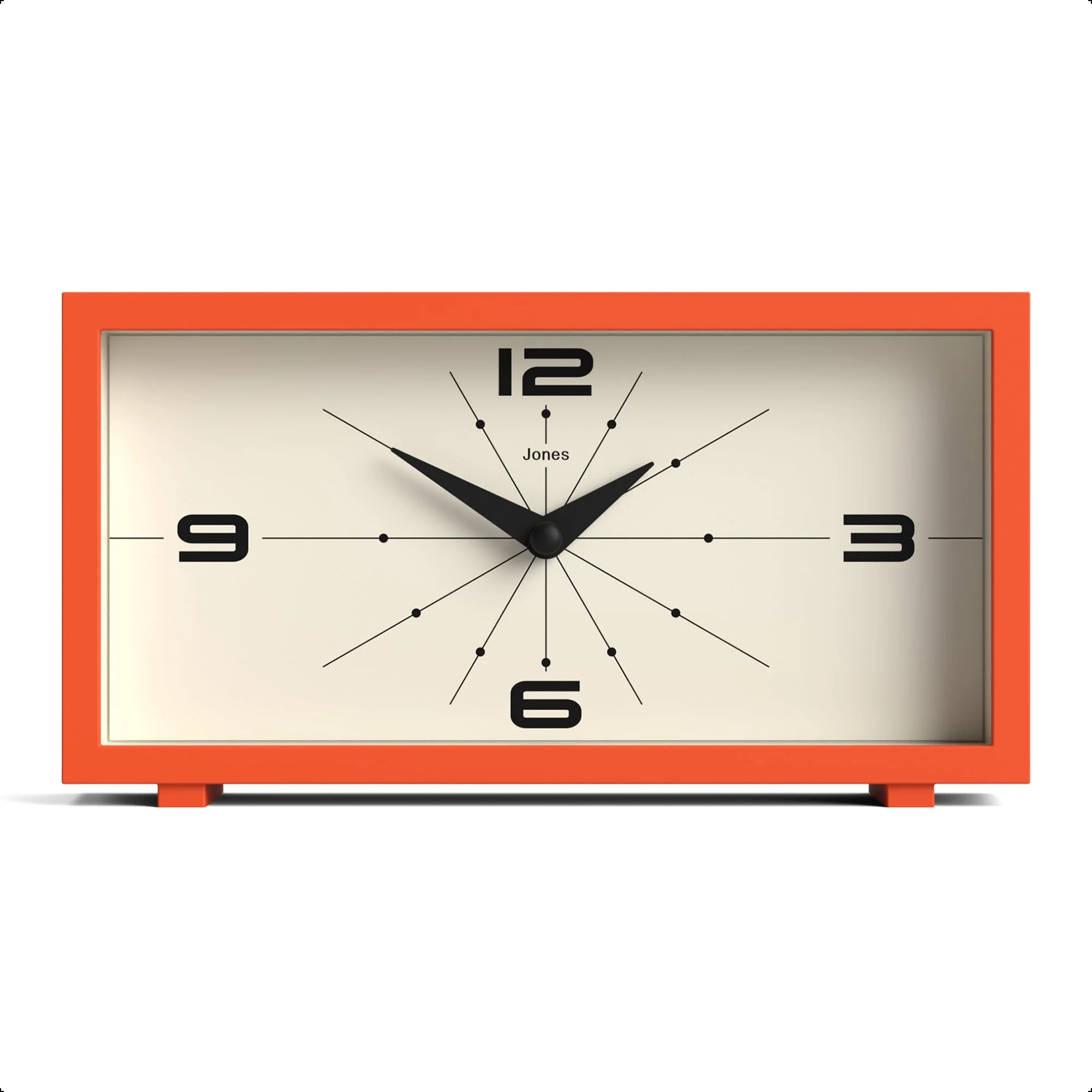 JONES CLOCKS® Odeon schreibtischuhr | Modernes rechteckiges Design | Orange | Stilvoller retrolook f