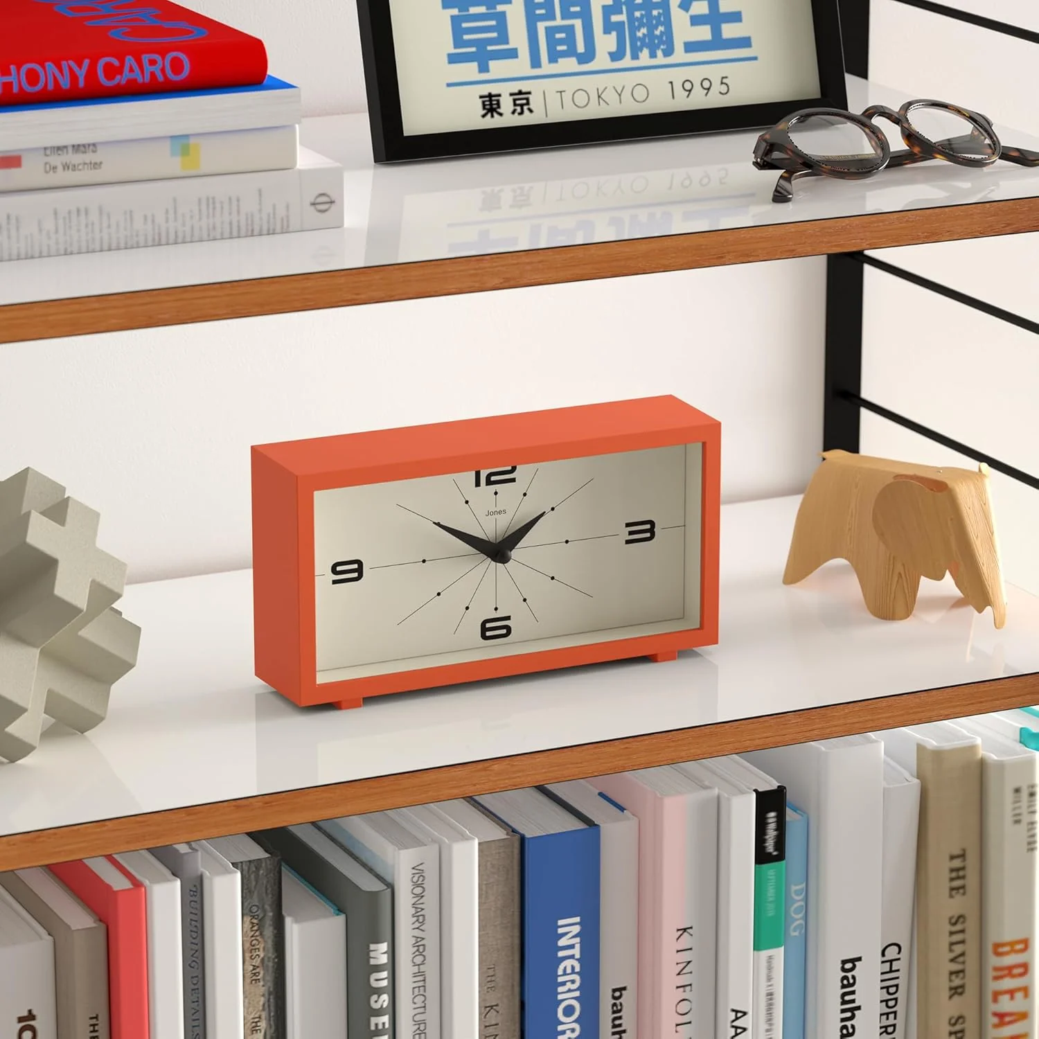 JONES CLOCKS® Odeon schreibtischuhr | Modernes rechteckiges Design | Orange | Stilvoller retrolook f - Image 7