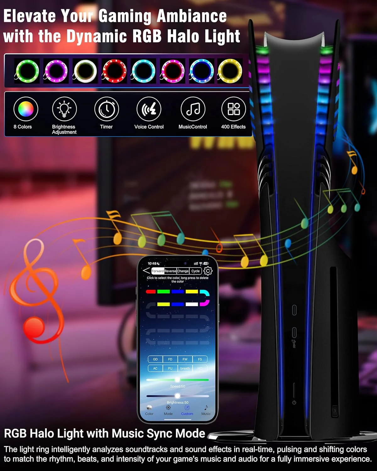 Joso Frontblende für PS5 Pro Disc Edition, Kratzfeste, staubdichte Ersatzhülle mit RGB-Ring, Abdecku - Image 2