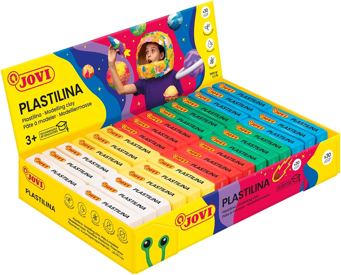 Jovi Plastilin, leicht formbare Modelliermasse für Kinder ab 2 Jahren, 30 Stangen je 50g, Grundfarbe - Image 3