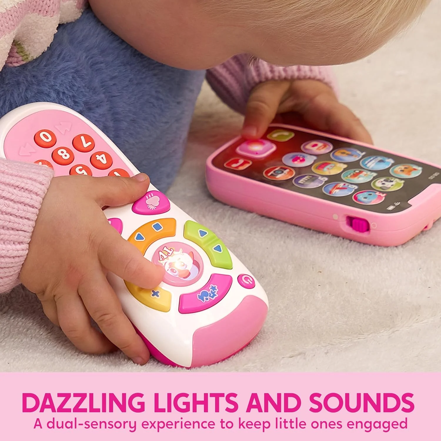 JOYIN Rosa Telefon Baby Spielzeug Handy Ab 1 Jahr, Musikalische Spielzeuge Für Babies, 2 pc Fernbedi - Image 5
