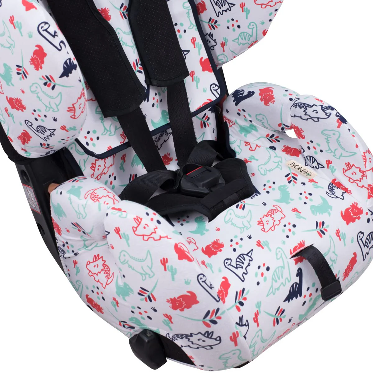JYOKO KIDS Bezug für Autositz kompatibel mit Recaro Young Sport Hero, aus Baumwolle (Dino Party), Di - Image 3