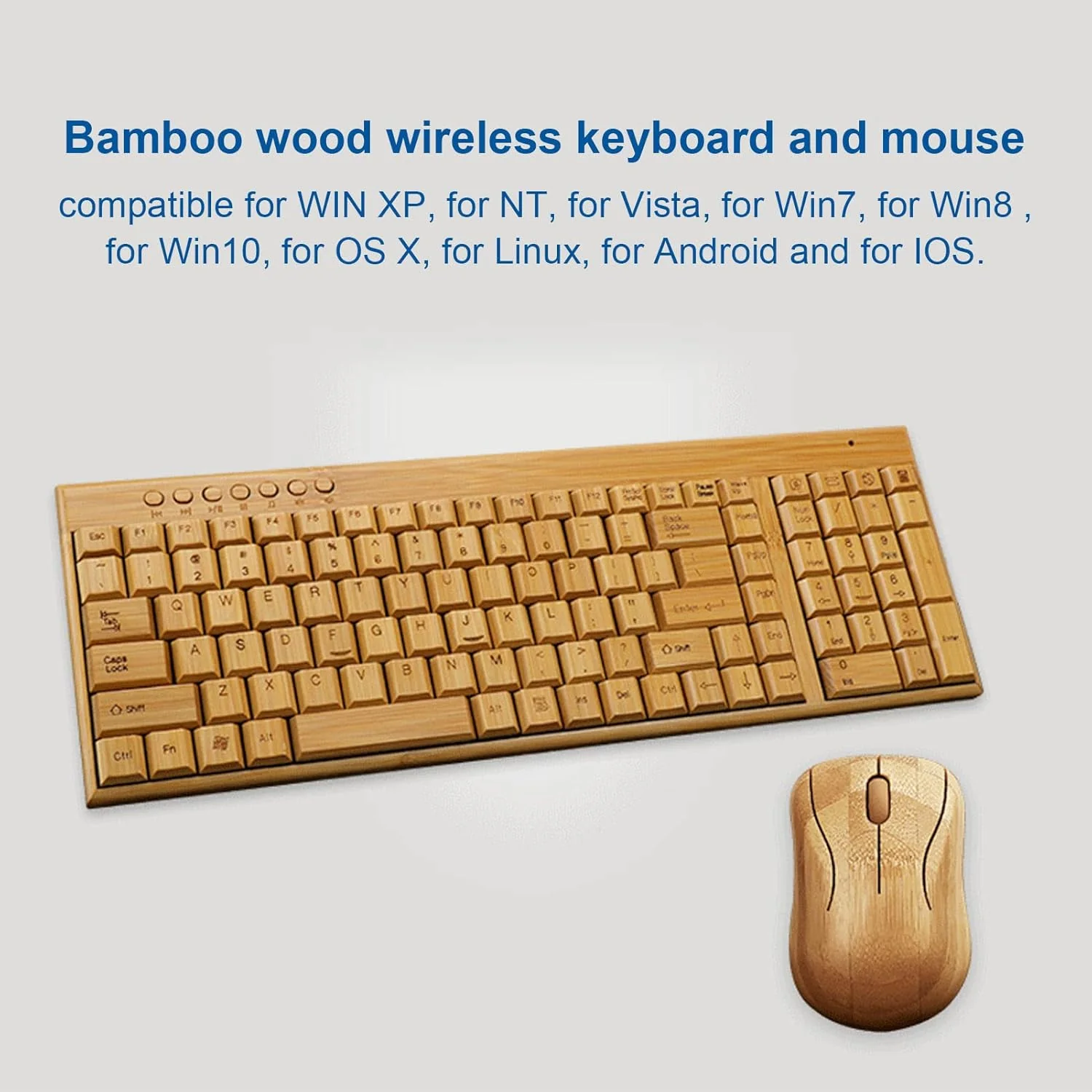 Kabellose Maus-Tastatur aus Bambus, Computer-Steuergeräte aus Holz mit 2,4-GHz-Wireless-Verbindung, - Image 5
