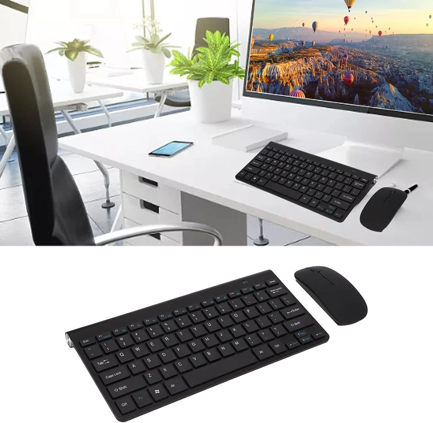 Kabelloses Tastatur Maus Set, 2.4 GHz Mini Tastatur Mouse Ultra-Dünne Funktastatur, Leise Tasten, Sc - Image 4