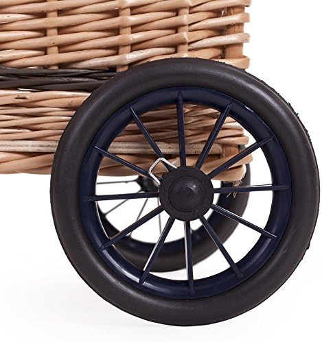 Kaminholzkorb auf Rollen Trolley fahrbar aus Vollweide Kaminkorb Halbrund Rollkorb aus Weide für Kam - Image 5