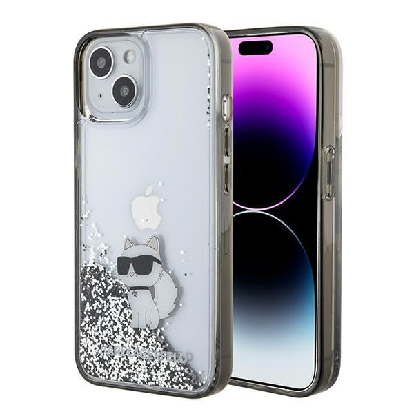 KARL LAGERFELD KLHCP15SLKCNSK Hülle für iPhone 15 6.1" transparent hardcase Liquid Glitter Choupette
