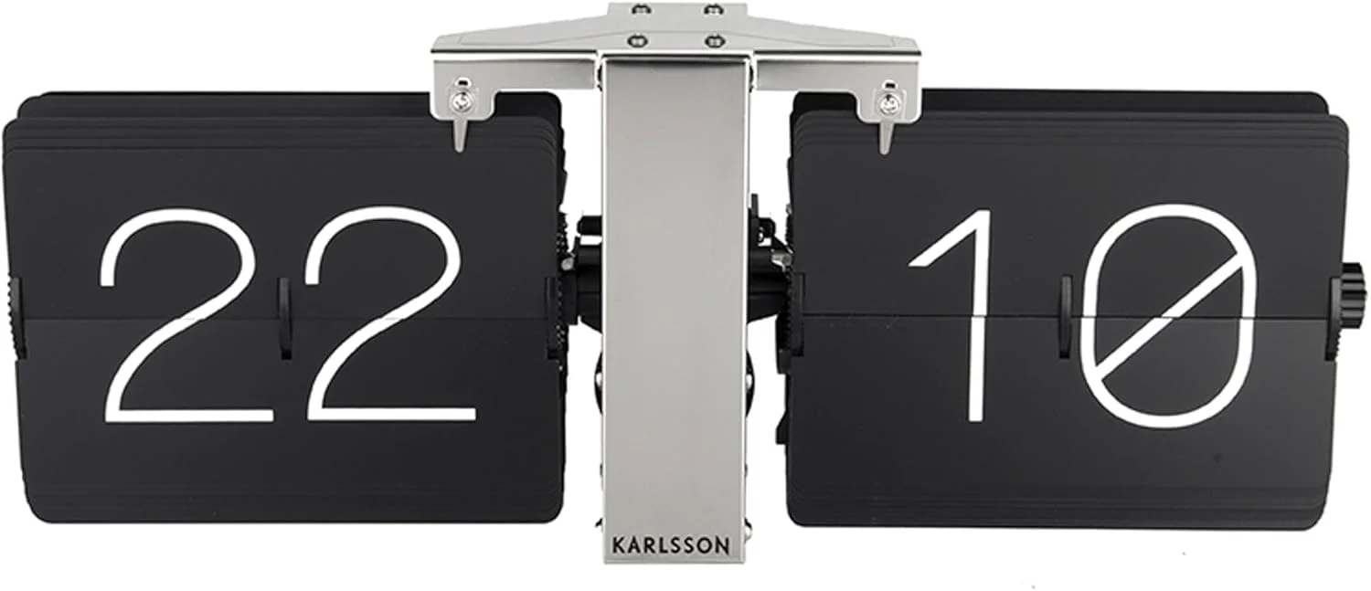 Karlsson Flip Uhr No Case Schwarz, Standfuss Verchrohmt, Metall, Black, 8.5 x 36 x 14 cm, KA5601BK - Image 5