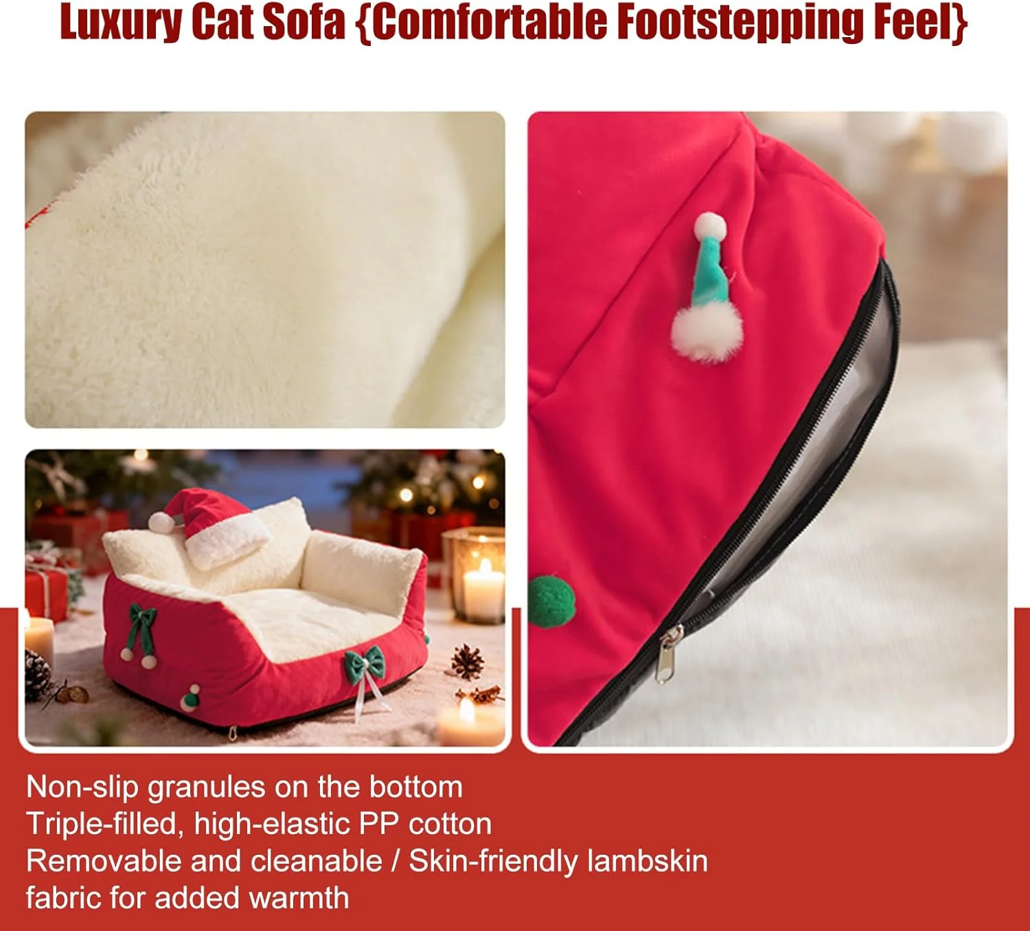 Katzen-Couch | Weihnachtsstuhl mit Nikolausmütze – stützendes Katzensofa | für Küche, Schlafzimmer, - Image 6