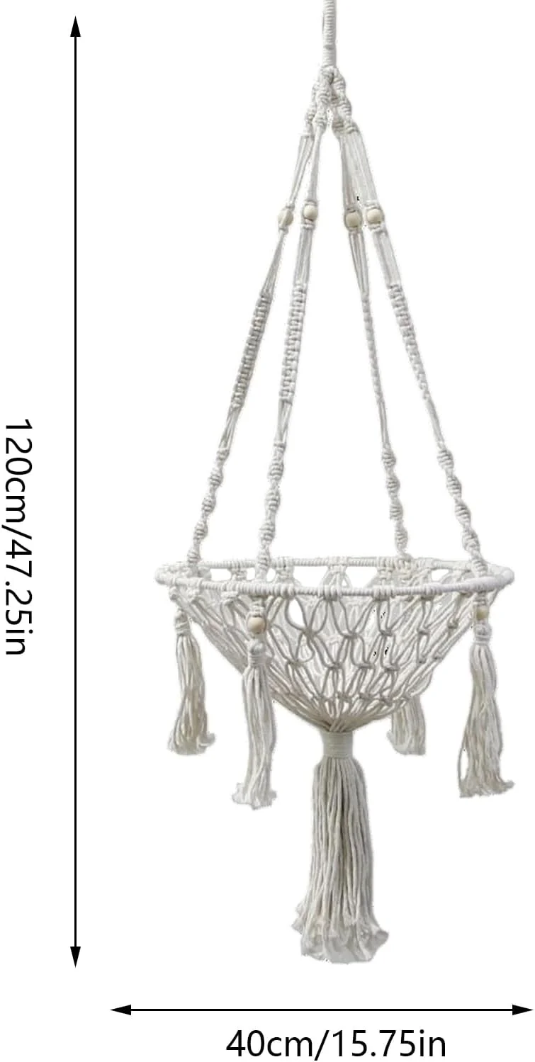 Katzen Hängematte | Boho Stil Makramee Hängesessel | Geflochtener Baumwollseil Schlafkorb Kletterpla - Image 7