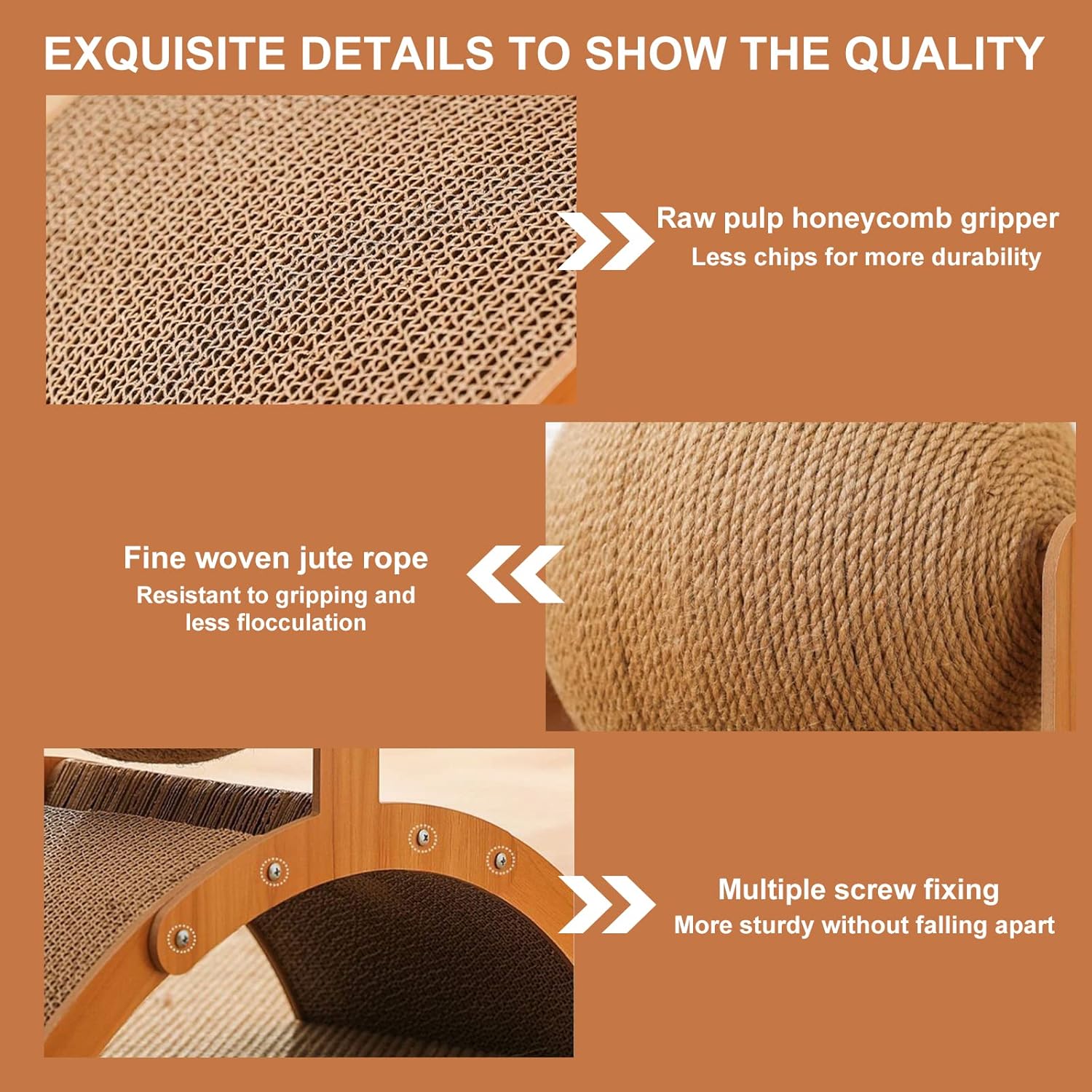 Katzenkratzer Karton, Natürliches Sisal-Kratzbrett mit Ball, Gewölbtes Brückendesign, Kaninchen Krat - Image 4