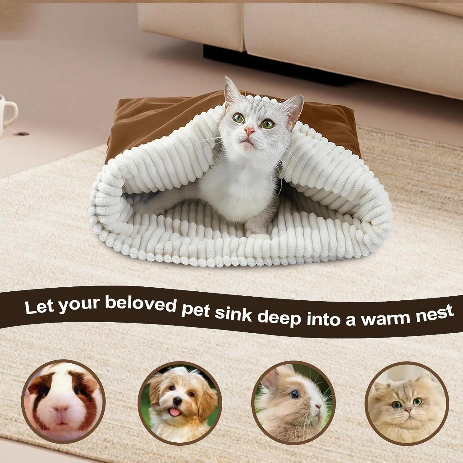 Katzenschlafsack Plüsch Warmer Katzenbett Halbgeschlossener Kuschelsack Katzennest Zum Ausruhen Und - Image 4