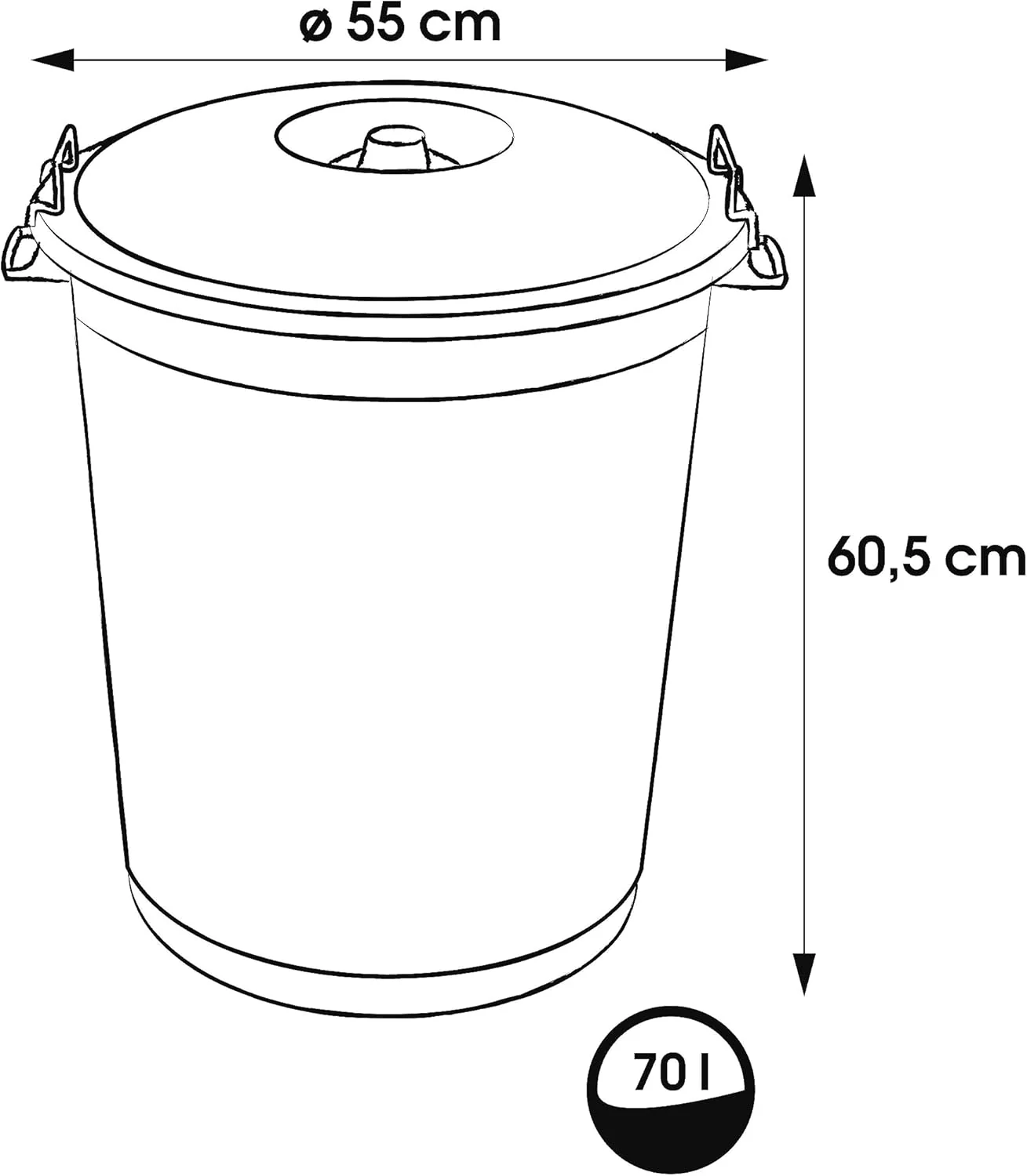 keeeper Mega-Tonne 70 l, Polypropylen, Grün, 55 x 61 x 55 cm 70 L Grün, 70 L Grün - Image 2