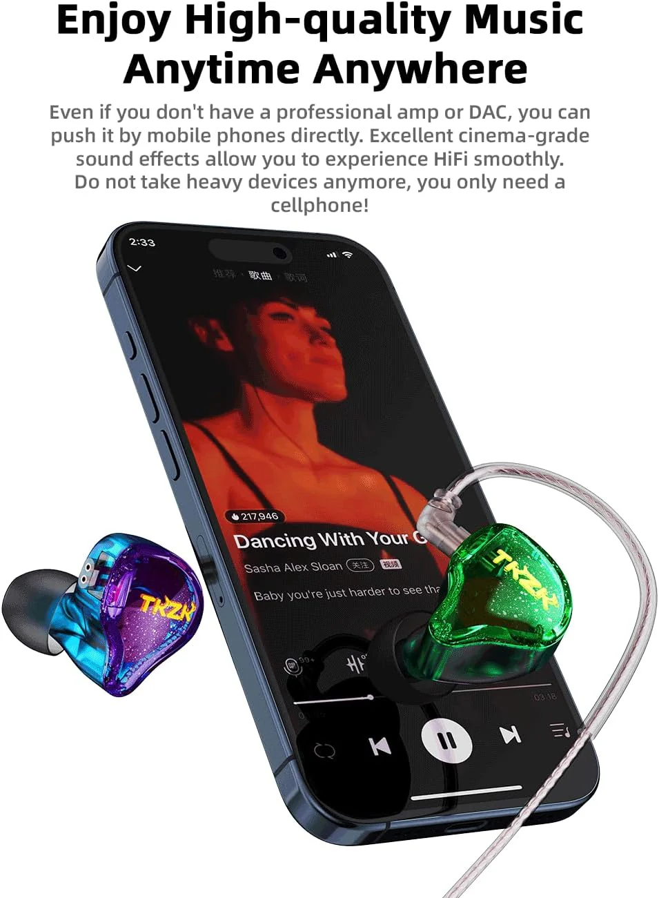 keephifi TKZK TK01 In-Ear-Kopfhörer, kabelgebunden, Super Bass mit verbessertem Kabel, 1D-Stereo-Sou - Image 8