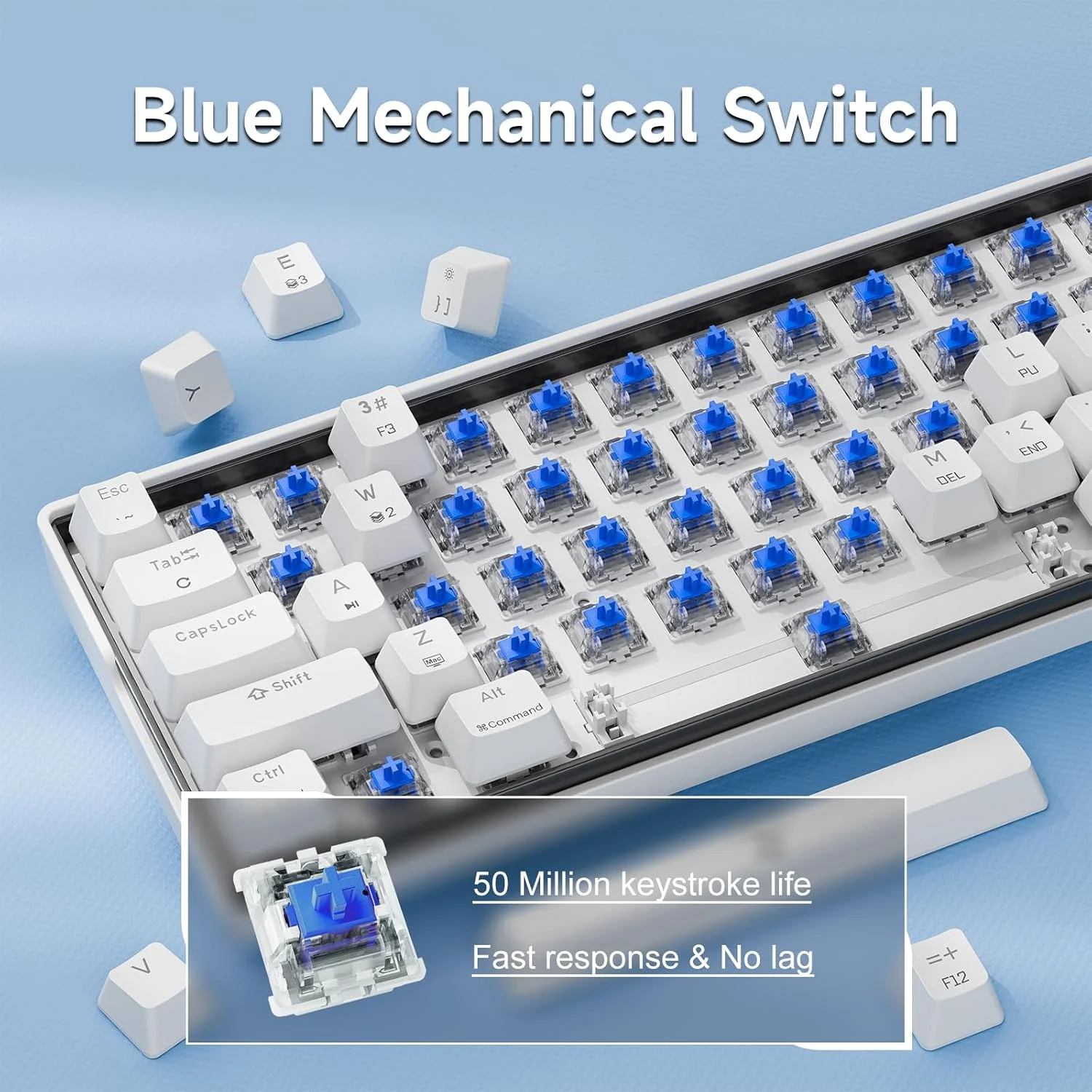 KEMOVE K61SE Gaming Tastatur, 60% Mechanische Tastatur mit Blauen Clicky Switches, RGB-Hintergrundbe - Image 3