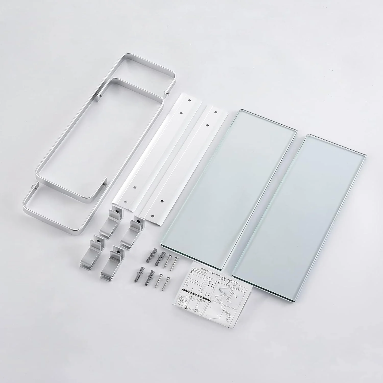 KES Glasregal Duschablage 35 cm, Glas Badregal 8mm Hartglas Badezimmer Regal Wandregal Dusche Ablage - Image 8