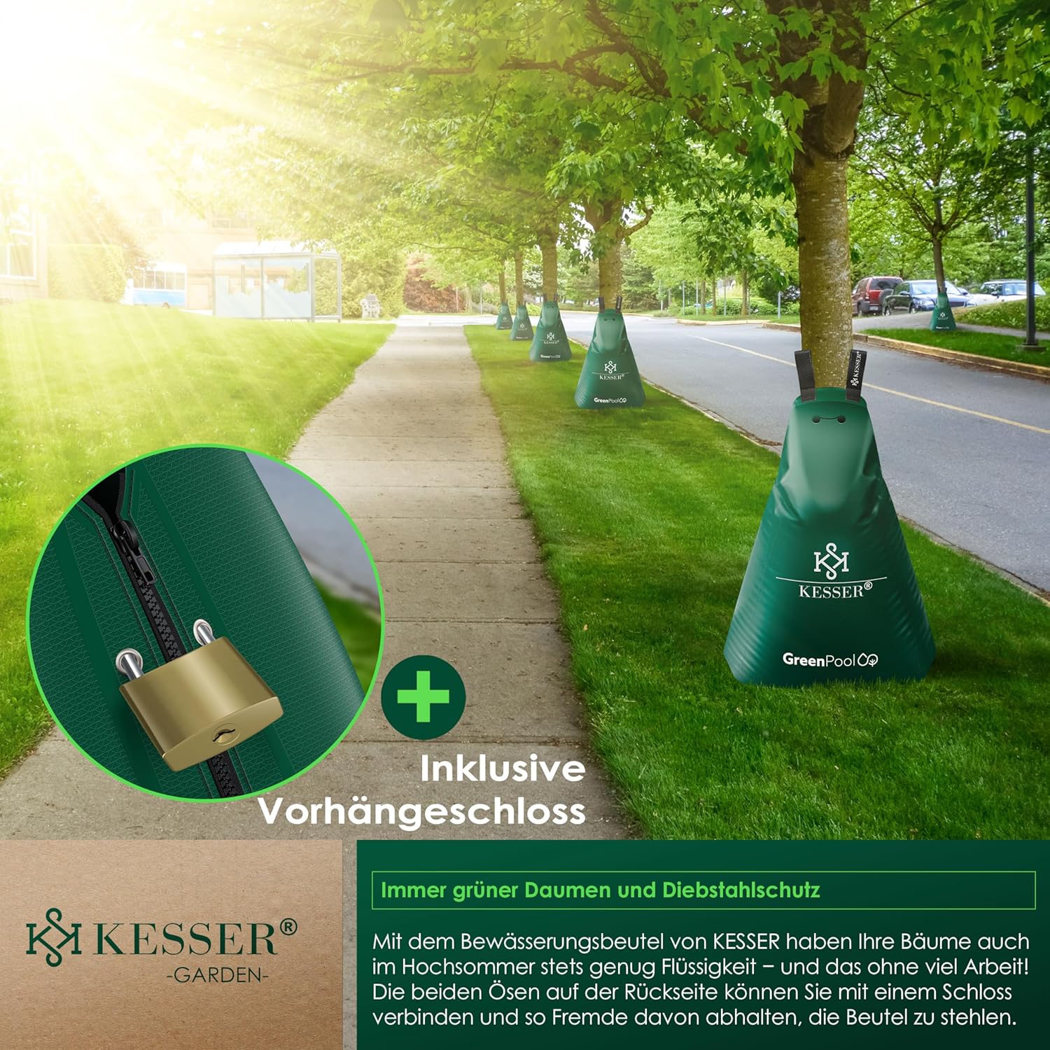 KESSER® Baum-Bewässerungssack 2er Set 100L Wassersack, Baumbewässerungsbeutel, PVC-Tasche langlebig - Image 5