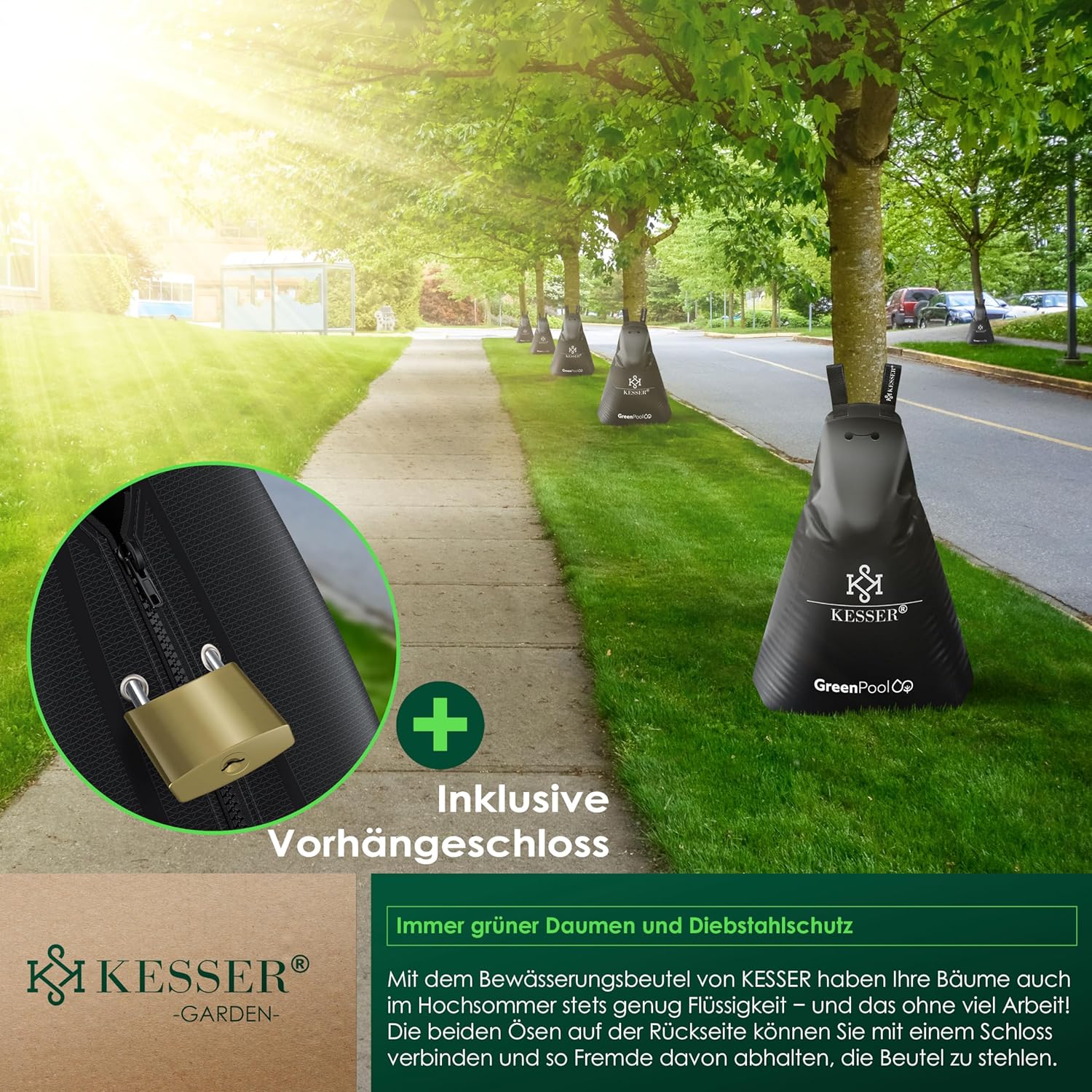 KESSER® Baum-Bewässerungssack 8er Set 75L Wassersack, Baumbewässerungsbeutel, PVC-Tasche langlebig & - Image 5