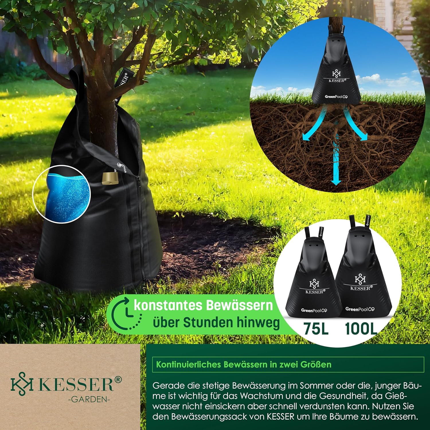 KESSER® Baum-Bewässerungssack 8er Set 75L Wassersack, Baumbewässerungsbeutel, PVC-Tasche langlebig & - Image 8