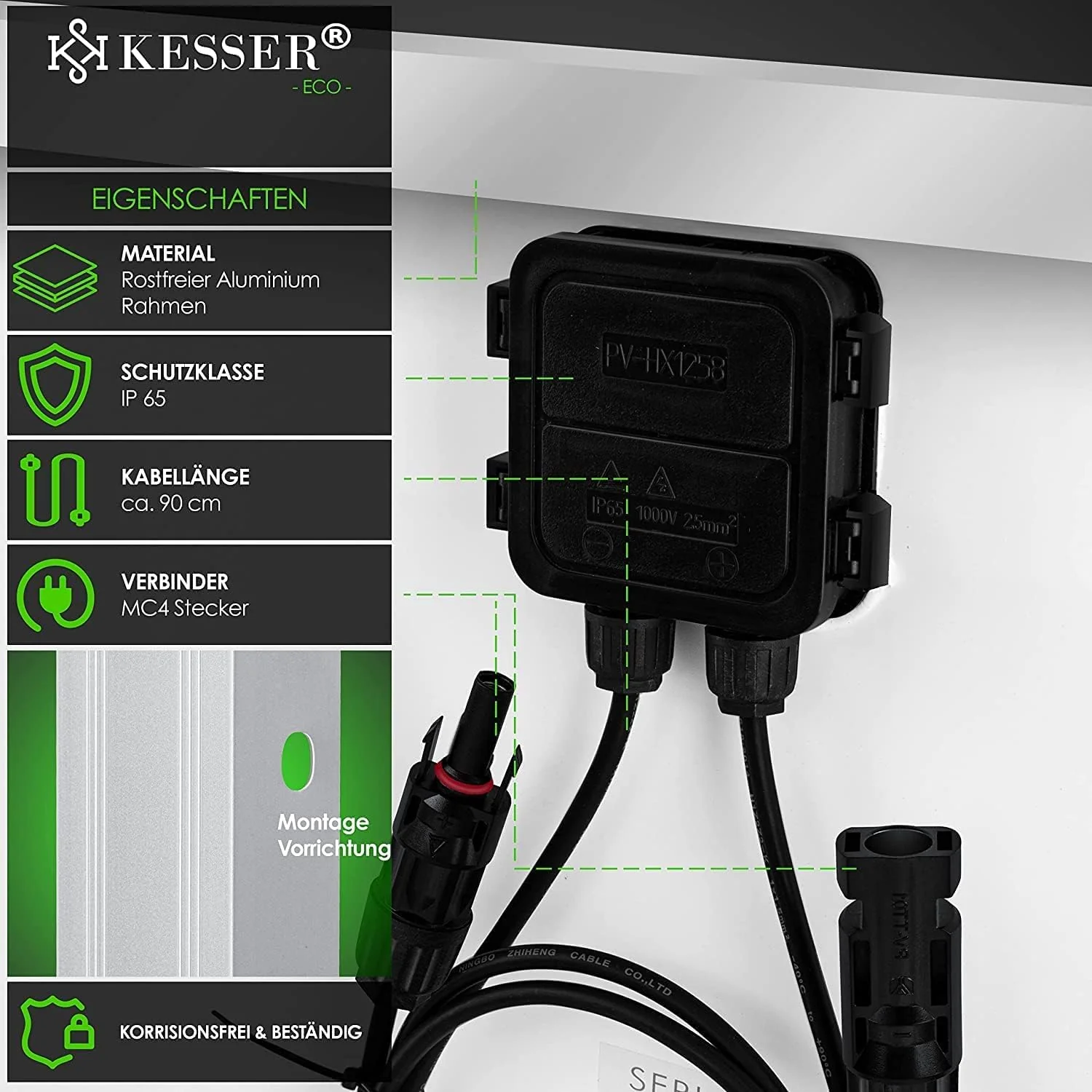 KESSER® Solarpanel 4er Set Monokristallin Solarmodul Solarpanel - 165W 18 V für 12 V Batterien, Phot - Image 3