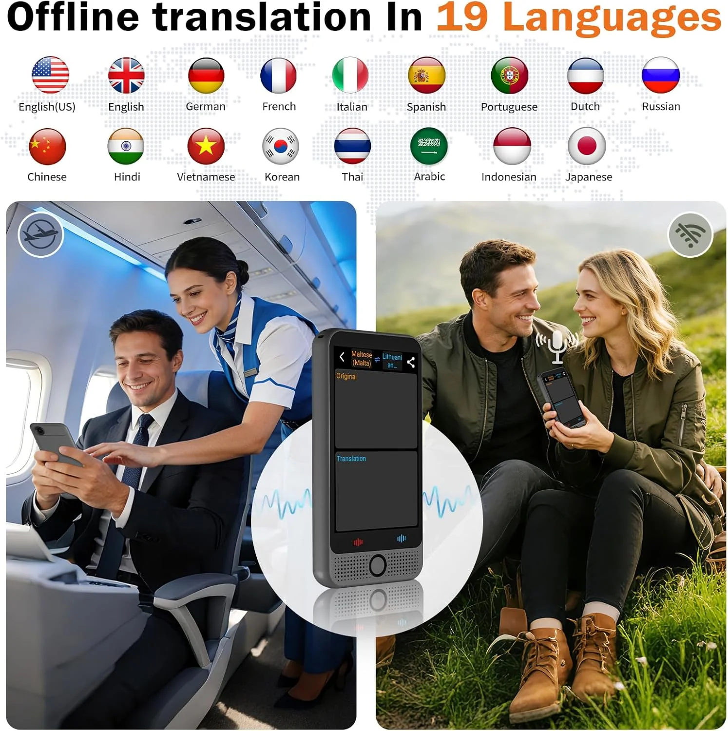 Ki Übersetzer, 19 Sprachen Sprachübersetzer Ohne Internet mit Offline Deutsch, 142 Sprachen Echtzeit - Image 3