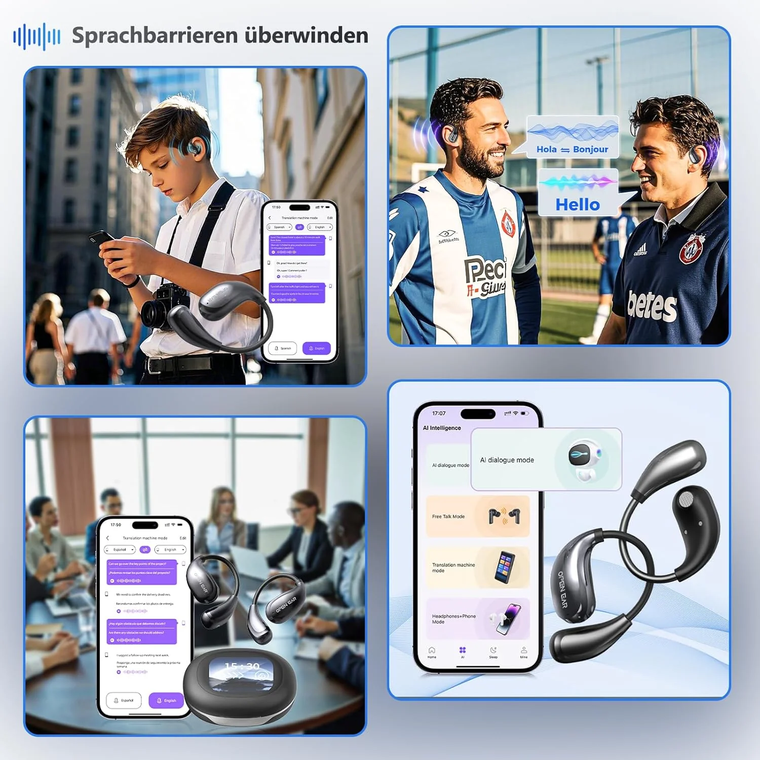 Ki Übersetzer Kopfhörer, 3-in-1 Übersetzungskopfhörer mit echtzeit übersetzung, 135 Sprachen Kopfhör - Image 6