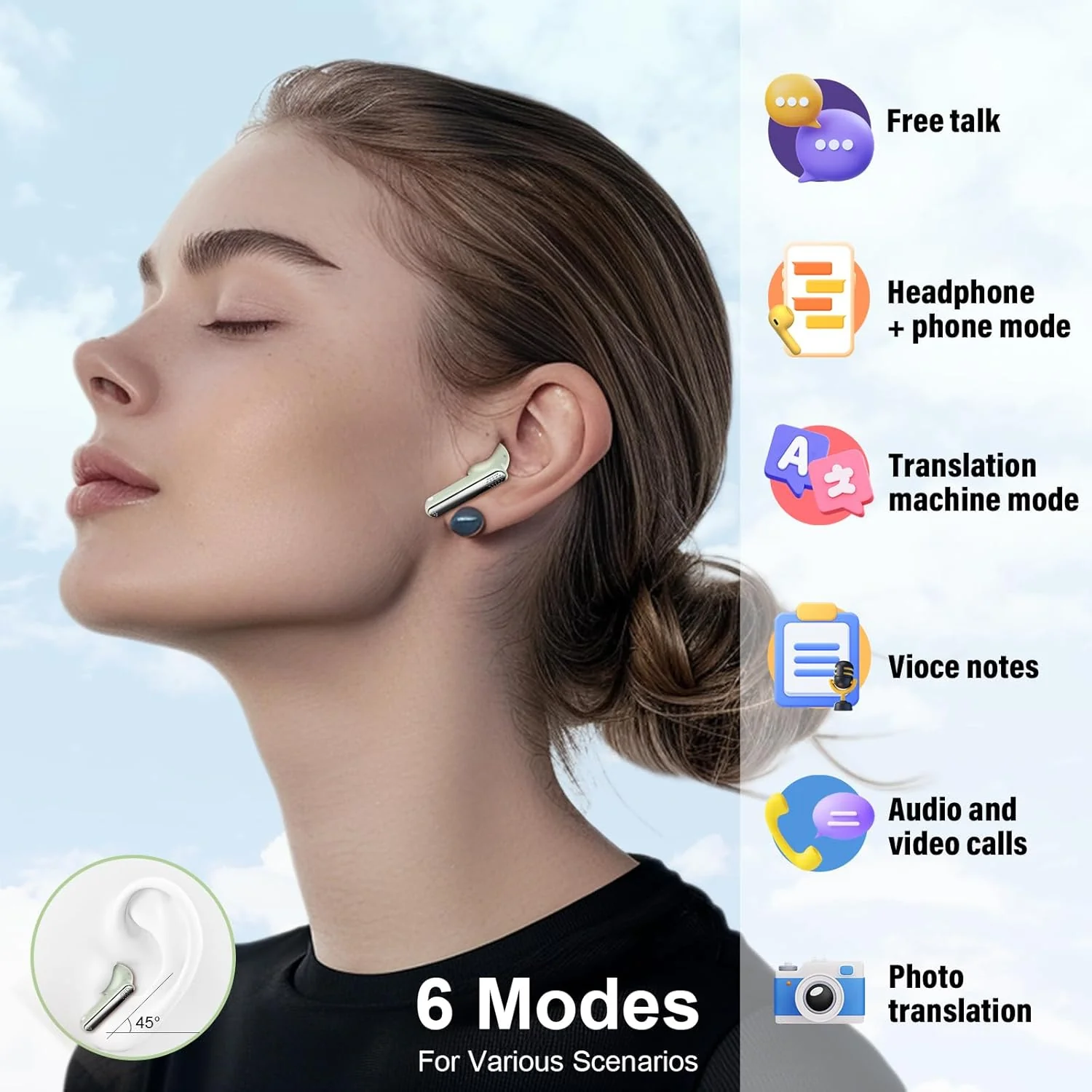 KI Übersetzer Kopfhörer mit Audio und Videoanrufe, 3-in-1 Bluetooth 5.4 Kopfhörer mit 164 Sprachen E - Image 2