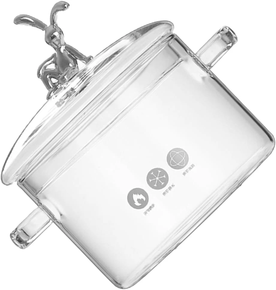 Kichvoe Glas Eintopftopf Mit Deckel 1.5L Borosilikat Hohe WäRmebestäNdigkeit Doppelgriffe Transparen - Image 8