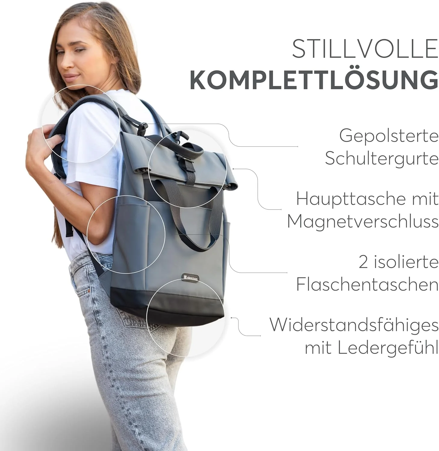 kikka boo CERISE Wickelrucksack, Mommy Bag, Kinderwagenbefestigungen, Grosse Kapazität, Tragbare Wic - Image 5