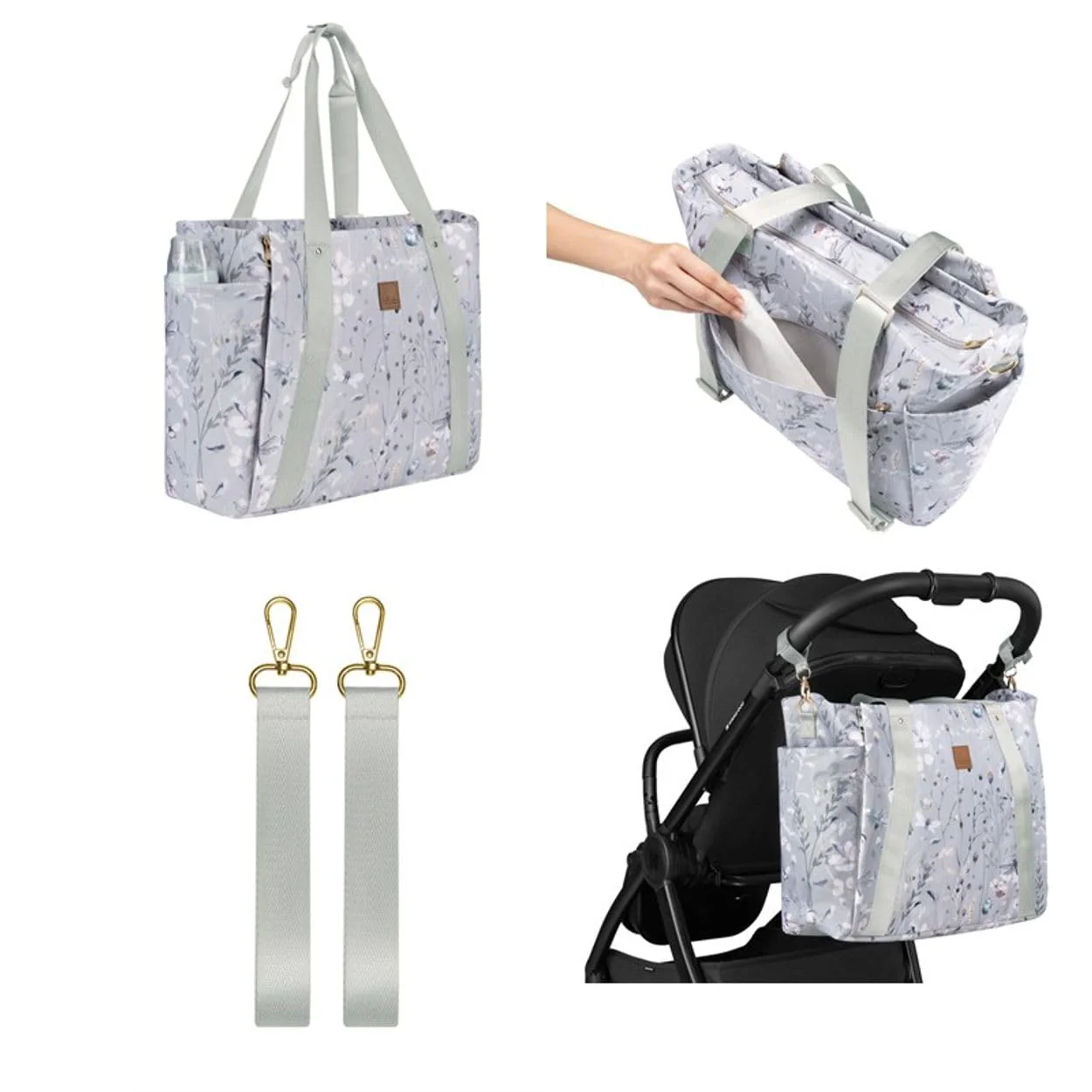 Kikkaboo Wickeltasche Florence Wickelunterlage, Reissverschluss, Flaschentaschen grau, Grau - Image 6