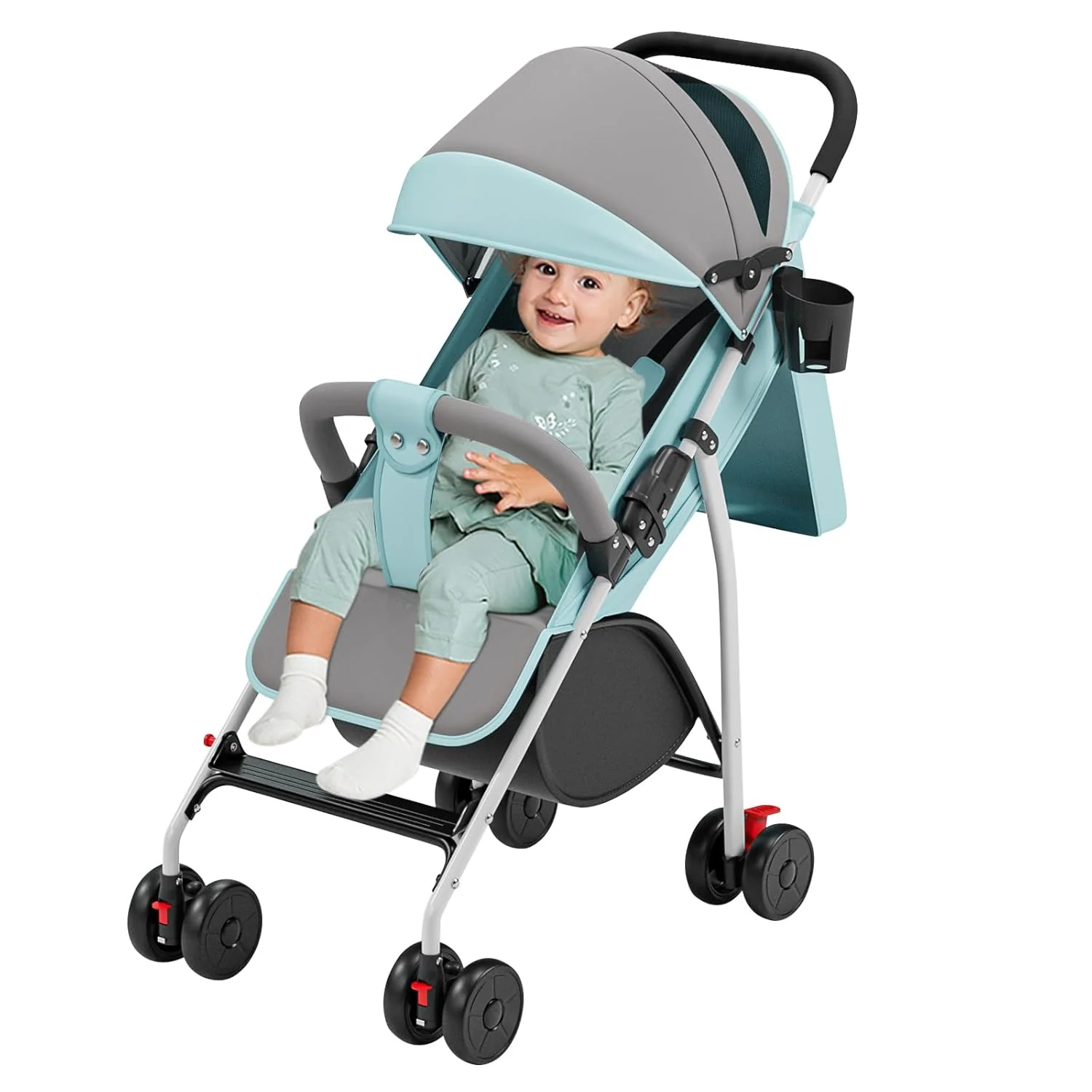 Kinderbuggy, Kinderwagen mit Sonnenschirm, Kinderwagen Zusammenklappbar, Buggy mit Liegefunktion, Ka - Image 8