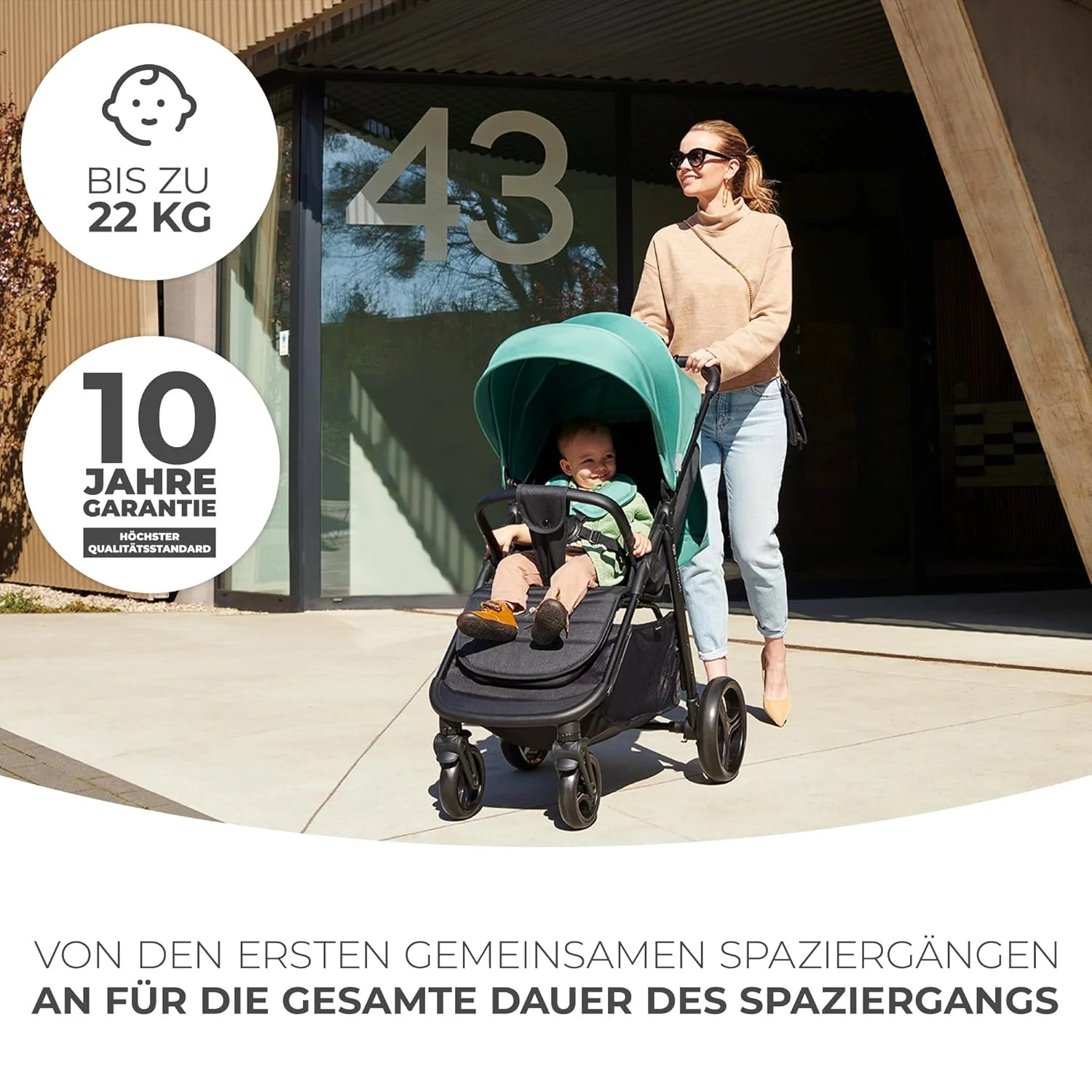 Kinderkraft RINE Buggy bis 22 kg, Kinderwagen, Mit einer Hand zusammenklappbar, wasserfestes Verdeck - Image 2