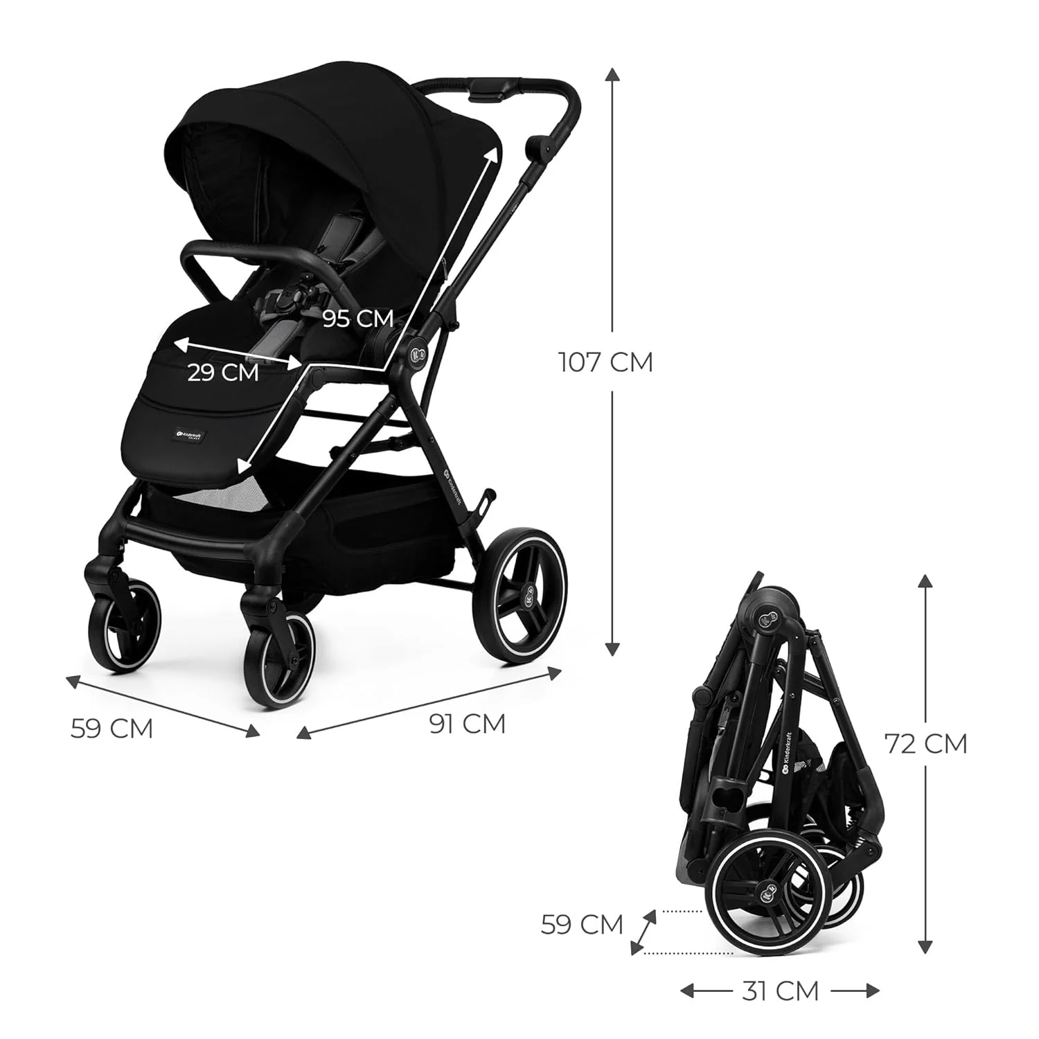 Kinderkraft YOXI Kinderwagen, buggy von Geburt bis 22 kg, Einfach Zusammenklappe, Undurchdringlichen - Image 8