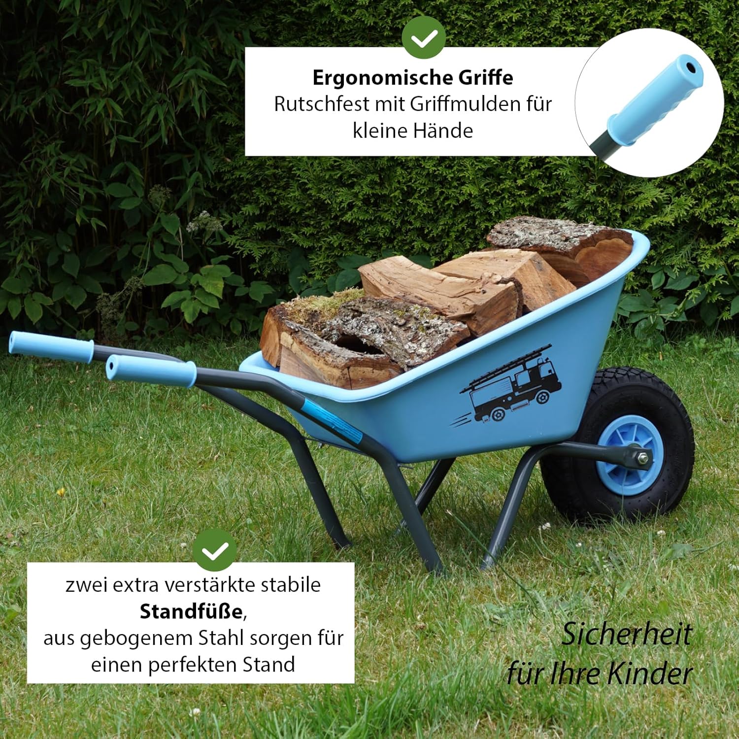 Kinderschubkarre Schiebkarre Gartenkarre Diverse Motive Lokomotive Feuerwehr Prinzessin Drache Einho - Image 4