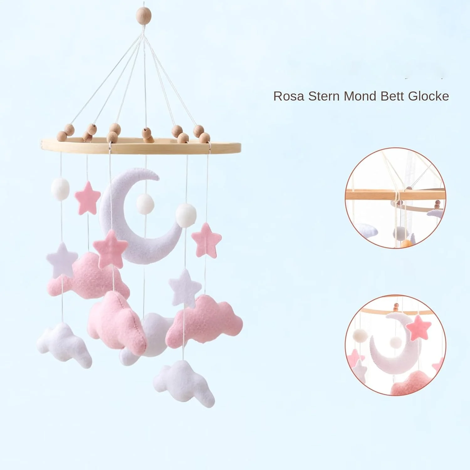 Kinderwagen Spielzeug, Babyglocke Mobile Für Babybett, Babyzimmer-Deko Zum Aufhängen, Mond, Stern, W - Image 3