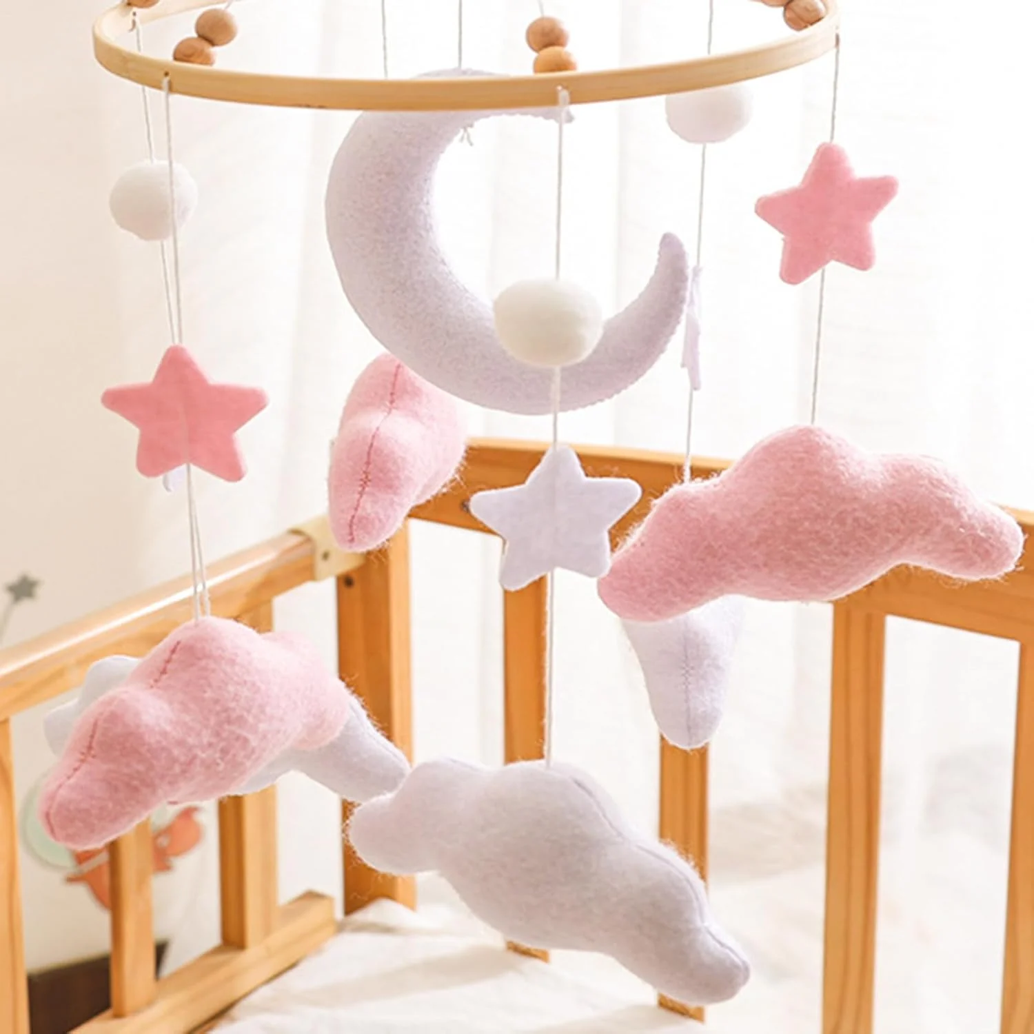 Kinderwagen Spielzeug, Babyglocke Mobile Für Babybett, Babyzimmer-Deko Zum Aufhängen, Mond, Stern, W - Image 4