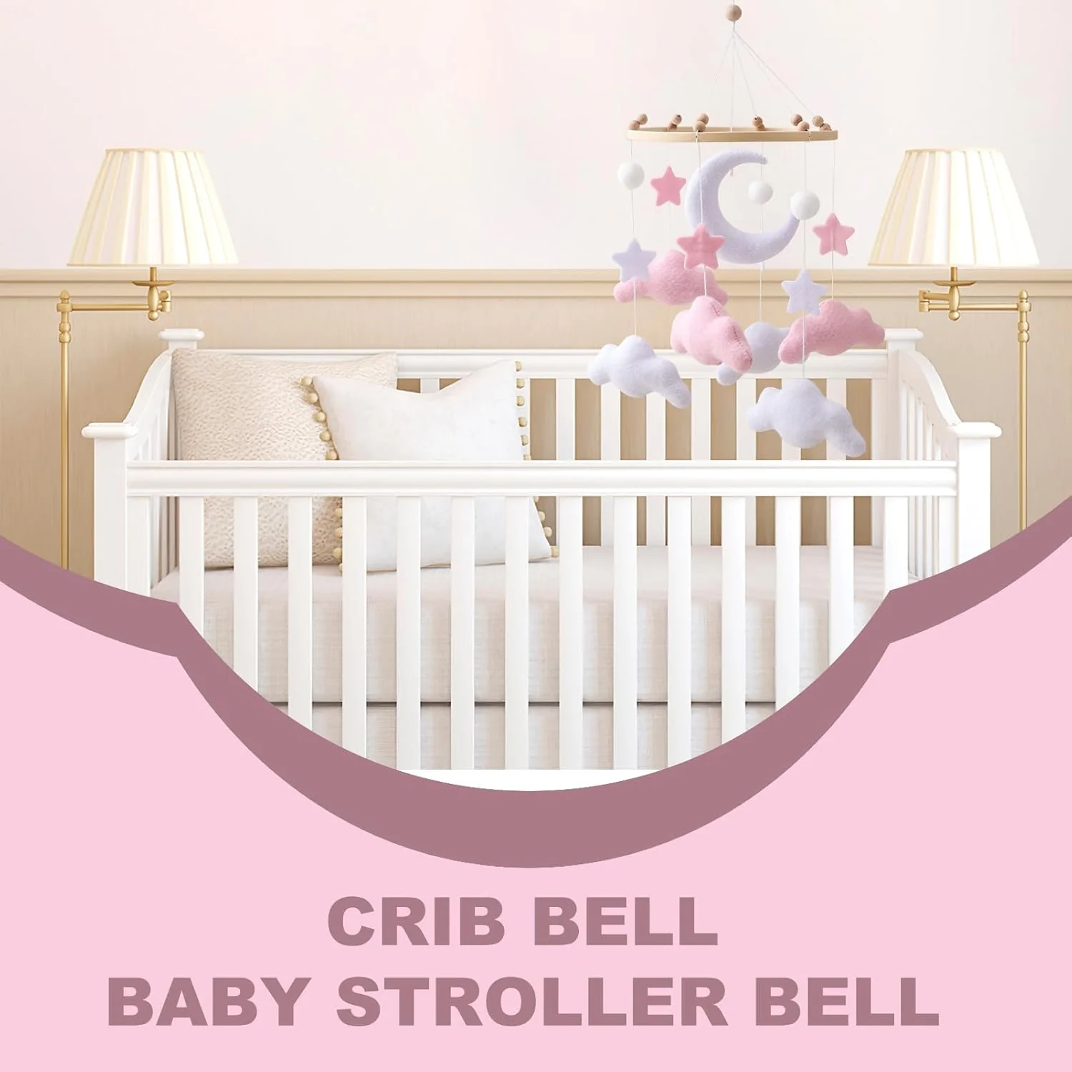 Kinderwagen Spielzeug, Babyglocke Mobile Für Babybett, Babyzimmer-Deko Zum Aufhängen, Mond, Stern, W - Image 5
