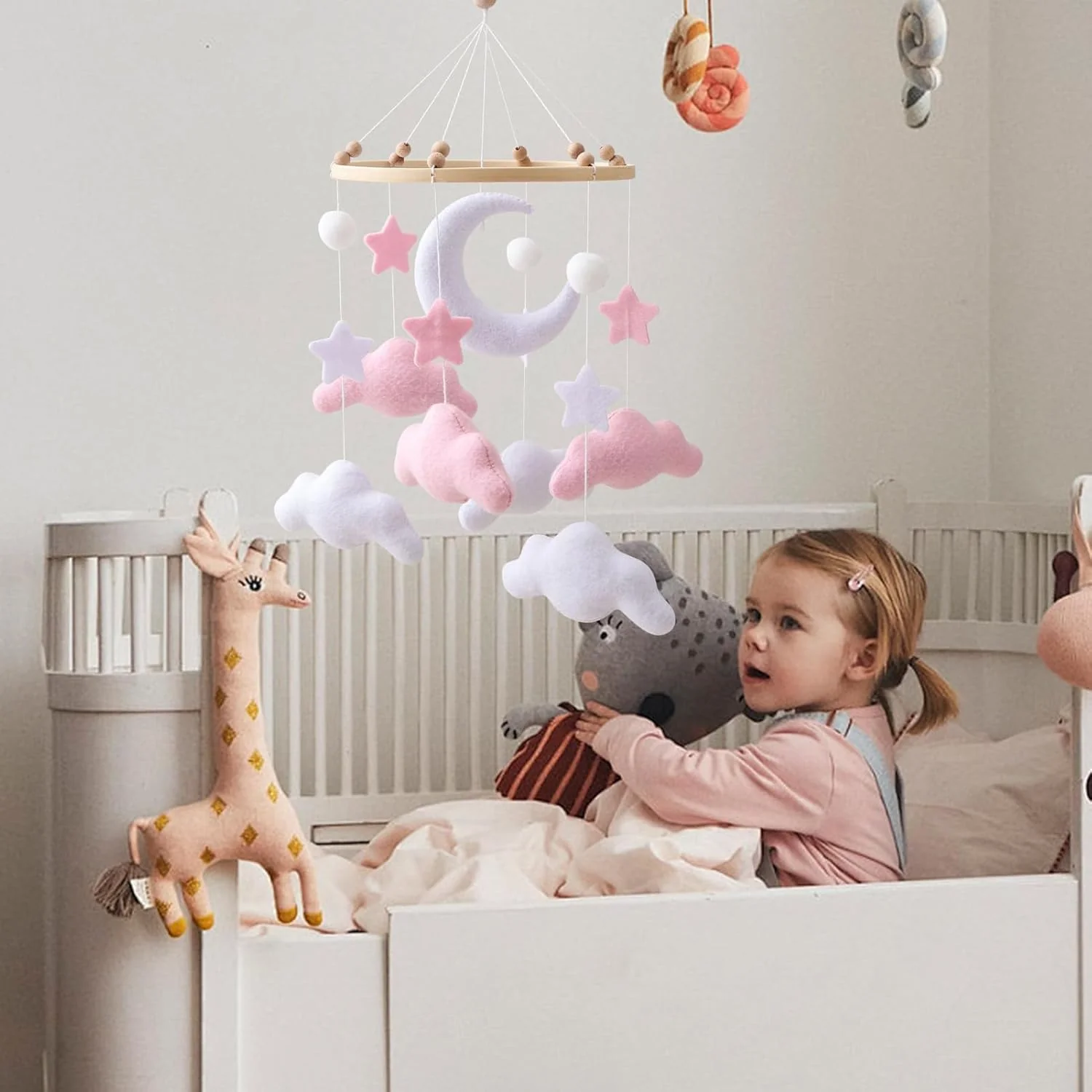 Kinderwagen Spielzeug, Babyglocke Mobile Für Babybett, Babyzimmer-Deko Zum Aufhängen, Mond, Stern, W - Image 6