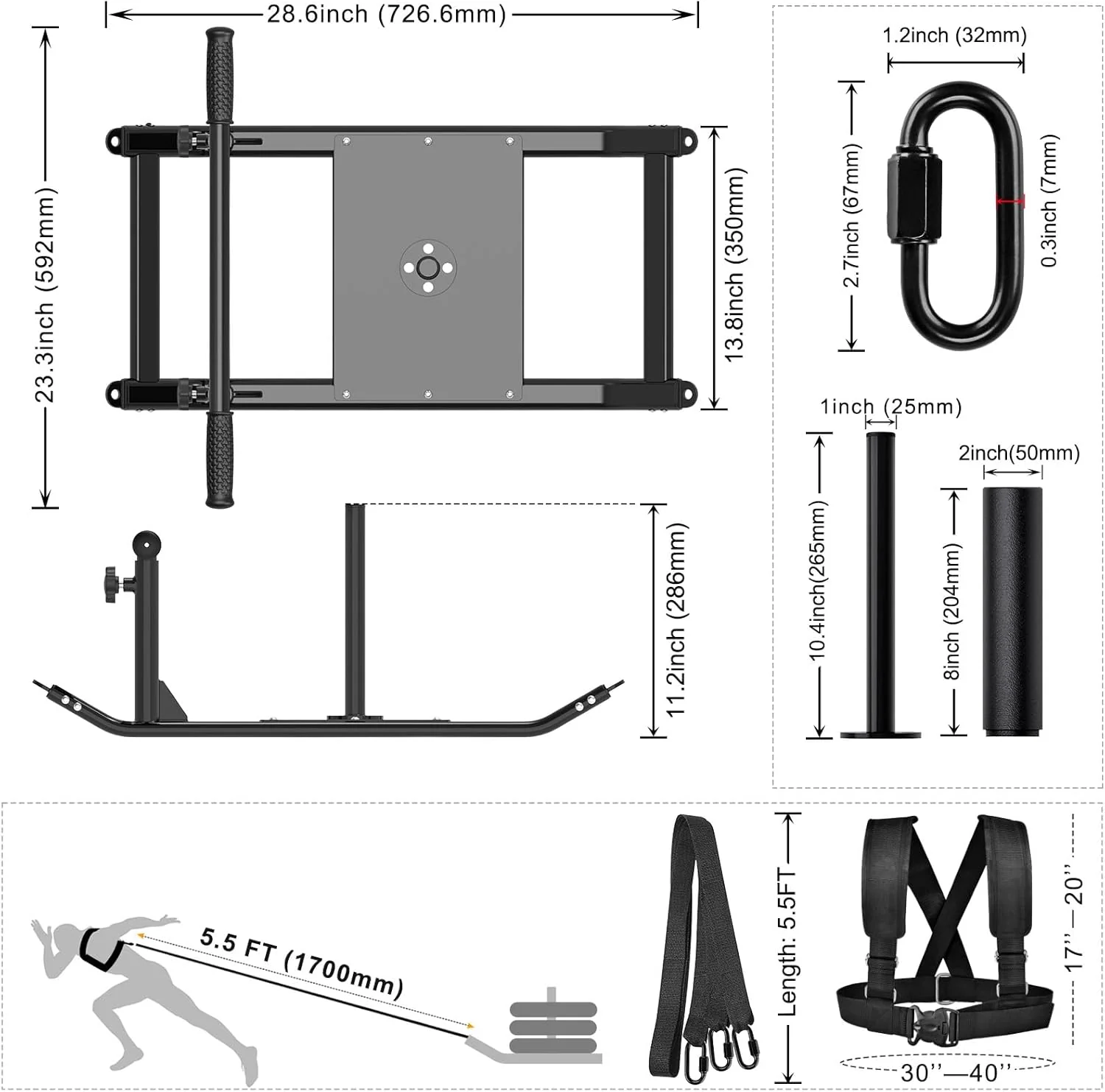 'Kipika Weight Sleds for Training, Push-Pull Football Sled, Adjustable Height Handle, Heavy Duty Ste - Image 7
