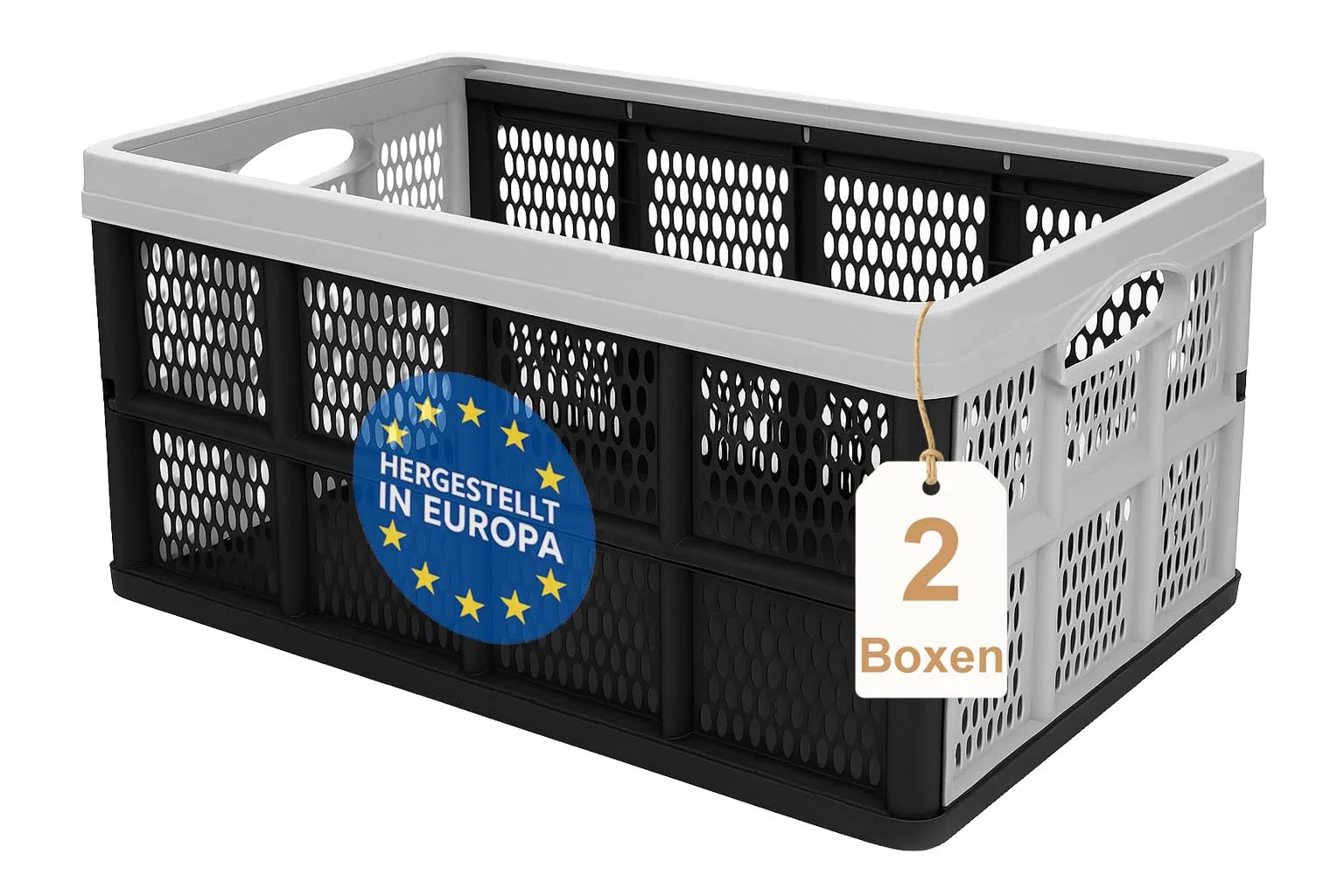 Klappbox faltbar, extrem stabile Box aus robustem Kunststoff - Klappkorb für Einkäufe und Transport