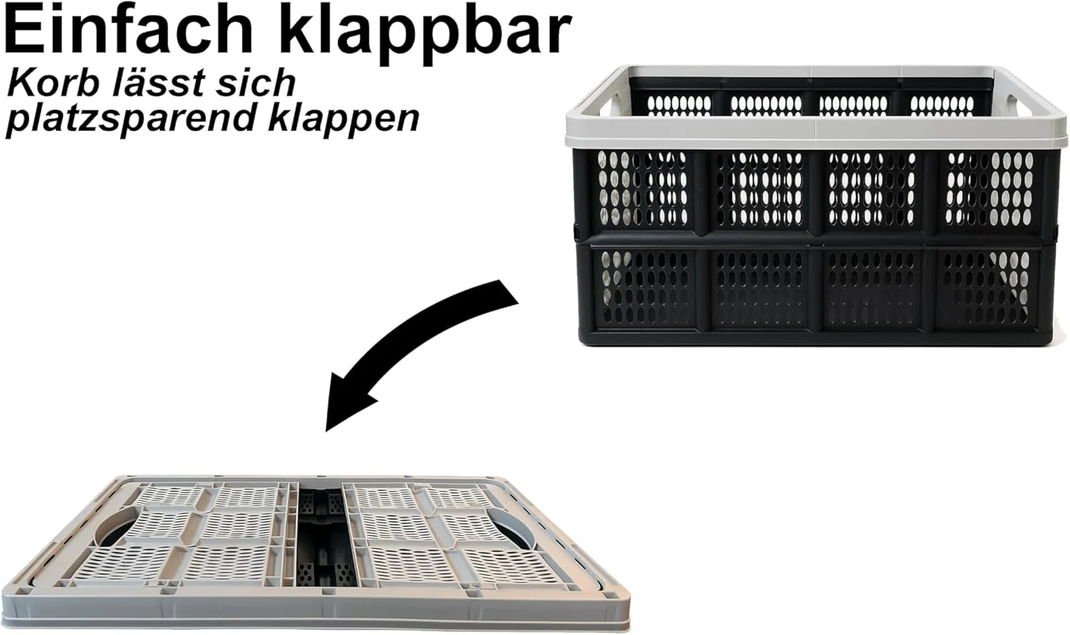 Klappbox faltbar, extrem stabile Box aus robustem Kunststoff - Klappkorb für Einkäufe und Transport - Image 4