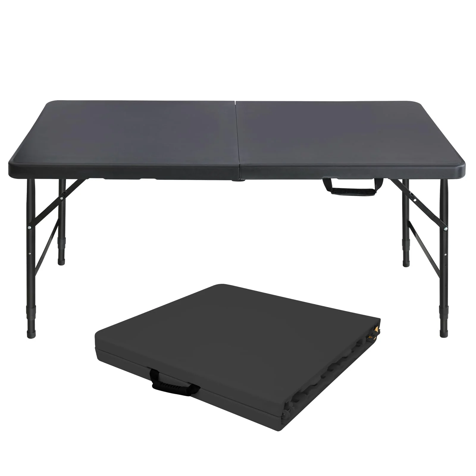Klapptisch 125x61cm Kunststoff Klappbar Gartentisch Multifunktional Campingtisch mit Griff für BBQ,