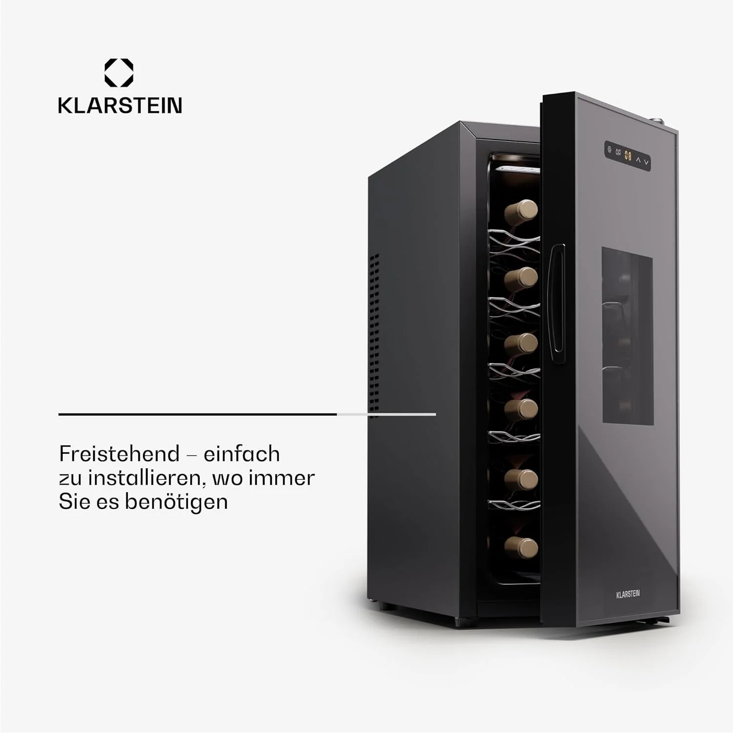 Klarstein Freistehender Weinkühlschrank 1 Zone, Getränkekühlschrank Klein, Kleiner Weinschrank, Wein - Image 3