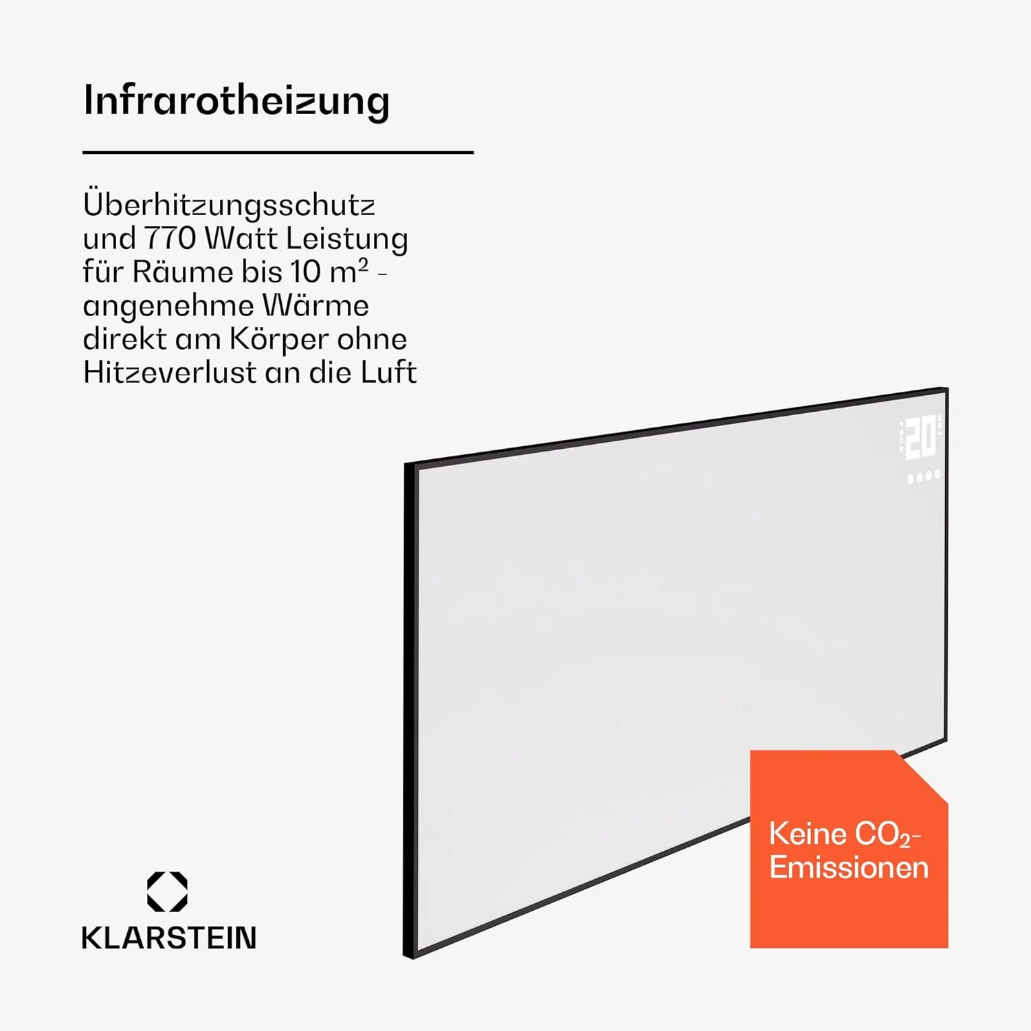 Klarstein Infrarotheizung mit Thermostat, 770W Elektroheizung, Smart Home Bild-Infrarotheizung zur W - Image 3
