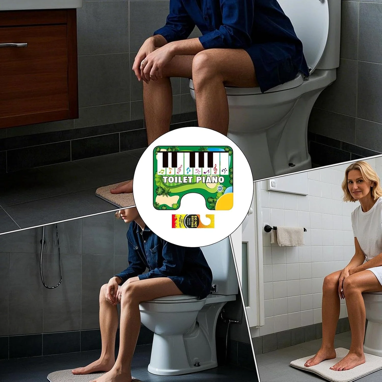 Klavier -Tastatur -Toilettenmatte, Töpfchen Klaviermatte, Kreativer Badezimmer Teppich mit Sound, In - Image 4