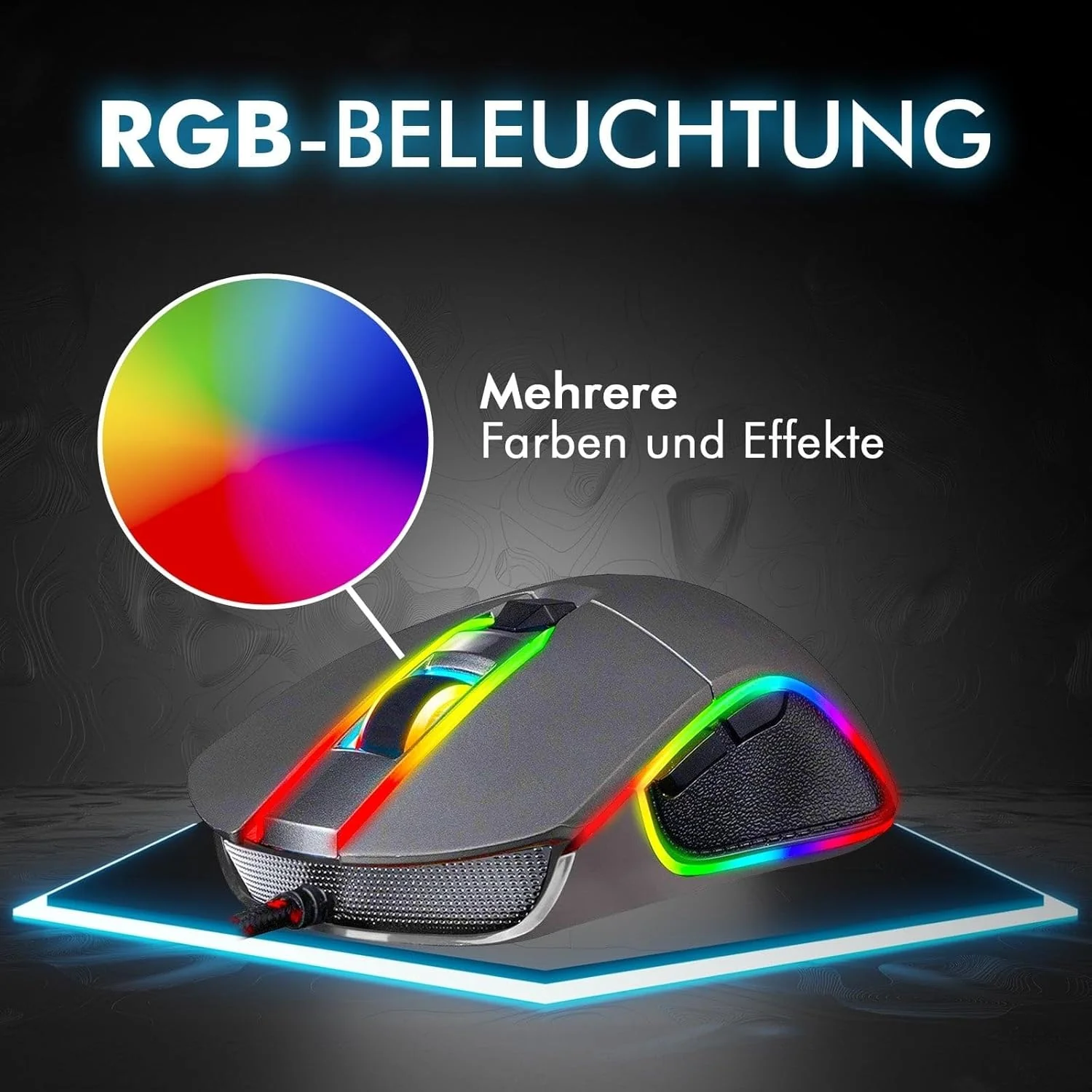 KLIM Aim Gaming Maus RGB Gamer Maus 7000 DPI - Ergonomische RGB Chroma Computermaus mit Kabel für Re - Image 5