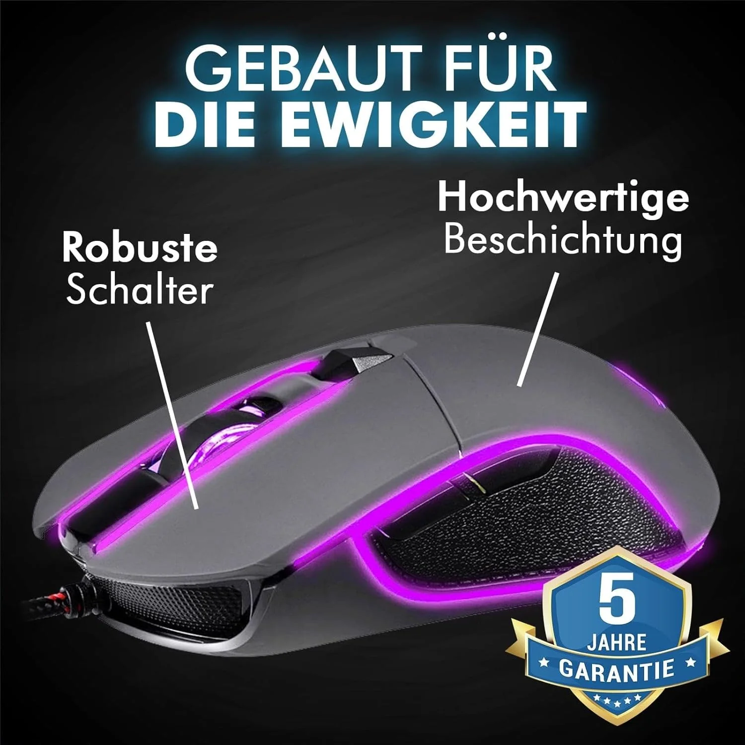 KLIM Aim Gaming Maus RGB Gamer Maus 7000 DPI - Ergonomische RGB Chroma Computermaus mit Kabel für Re - Image 6