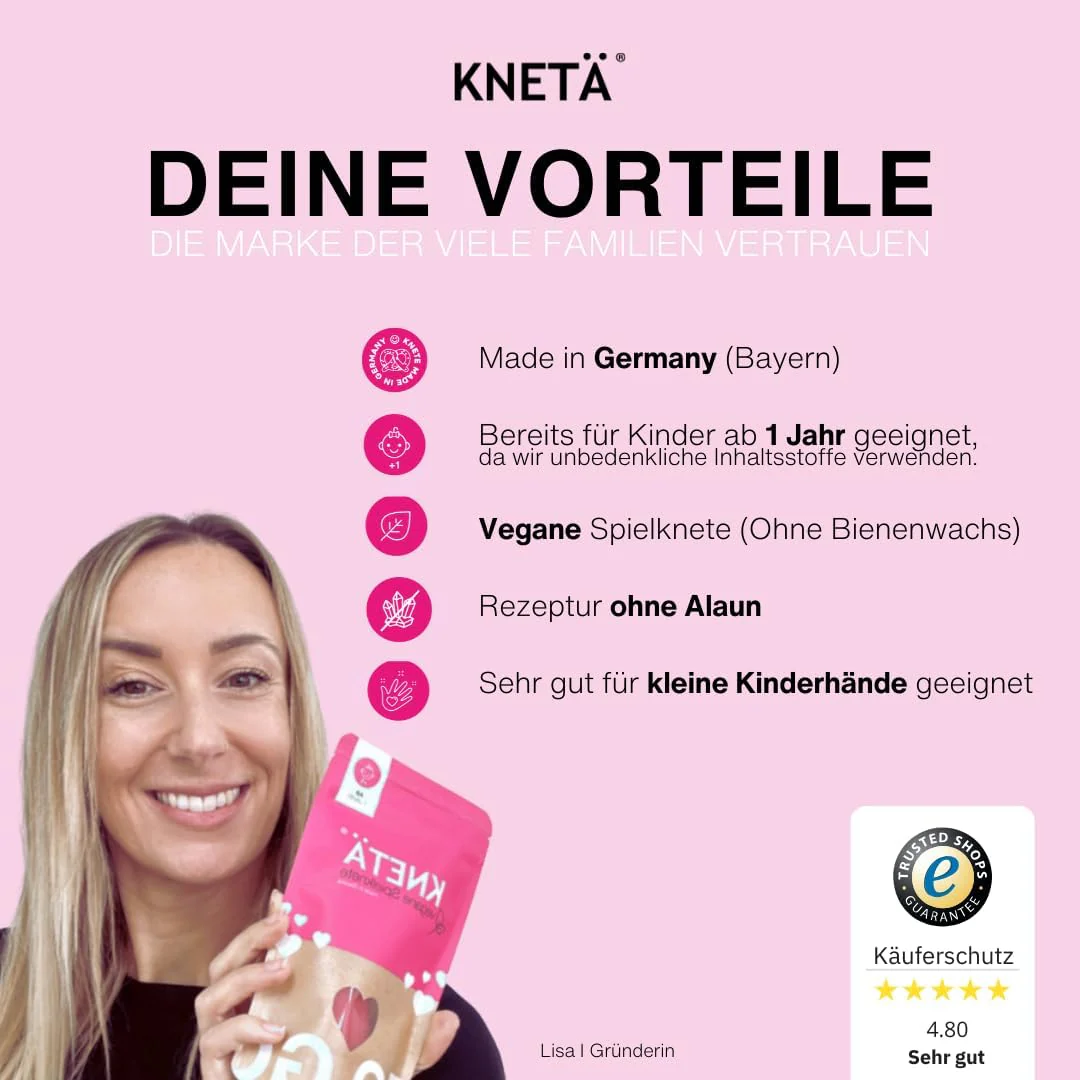 KNETÄ XXL Papierdose (1.000g) - Vegane Spielknete für Kinder ab 1 Jahr I Made in Germany (BLAU), Bla - Image 5