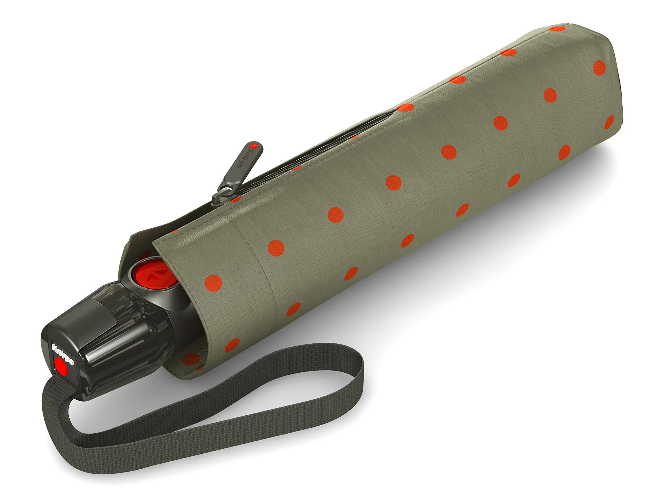 Knirps Taschenschirm T.200 Duomatic Dots – Auf-Zu-Automatik – Sturmfest – Windproof – Punkte-Design
